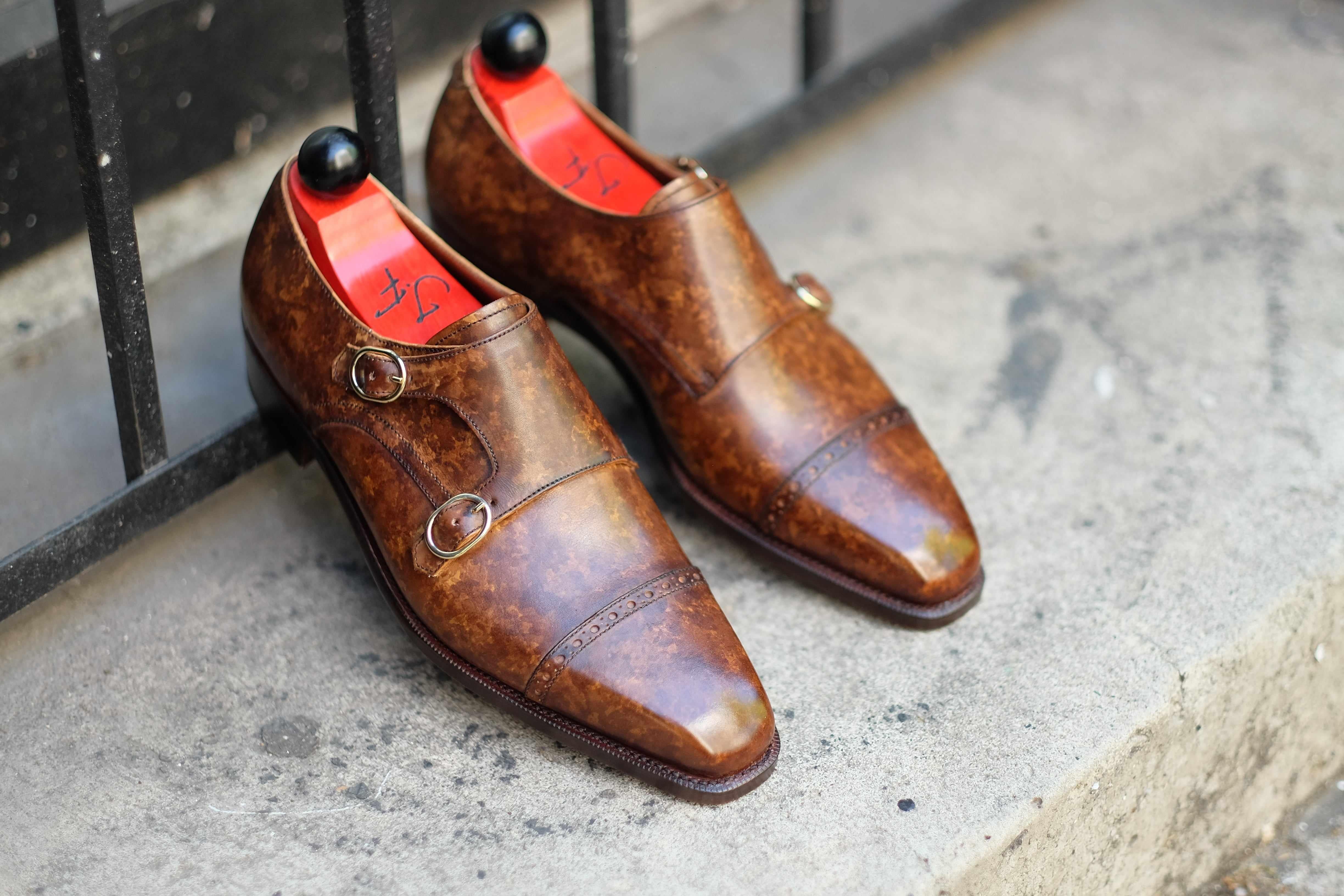 Woodland - Copper Marble Patina-Double Monk Straps Monkstraps-J.FitzPatrick Footwear
