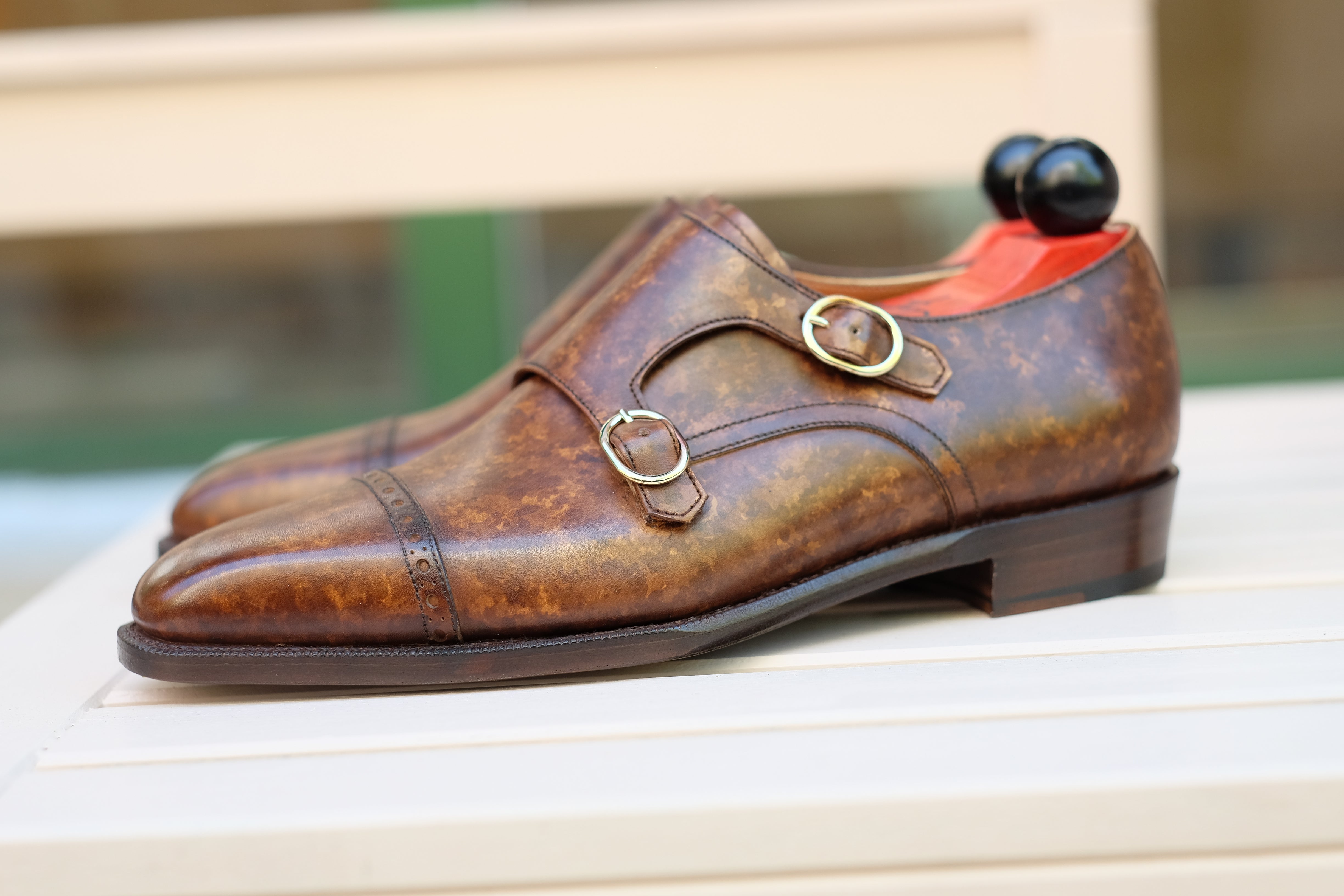 Woodland - Copper Marble Patina-Double Monk Straps Monkstraps-J.FitzPatrick Footwear