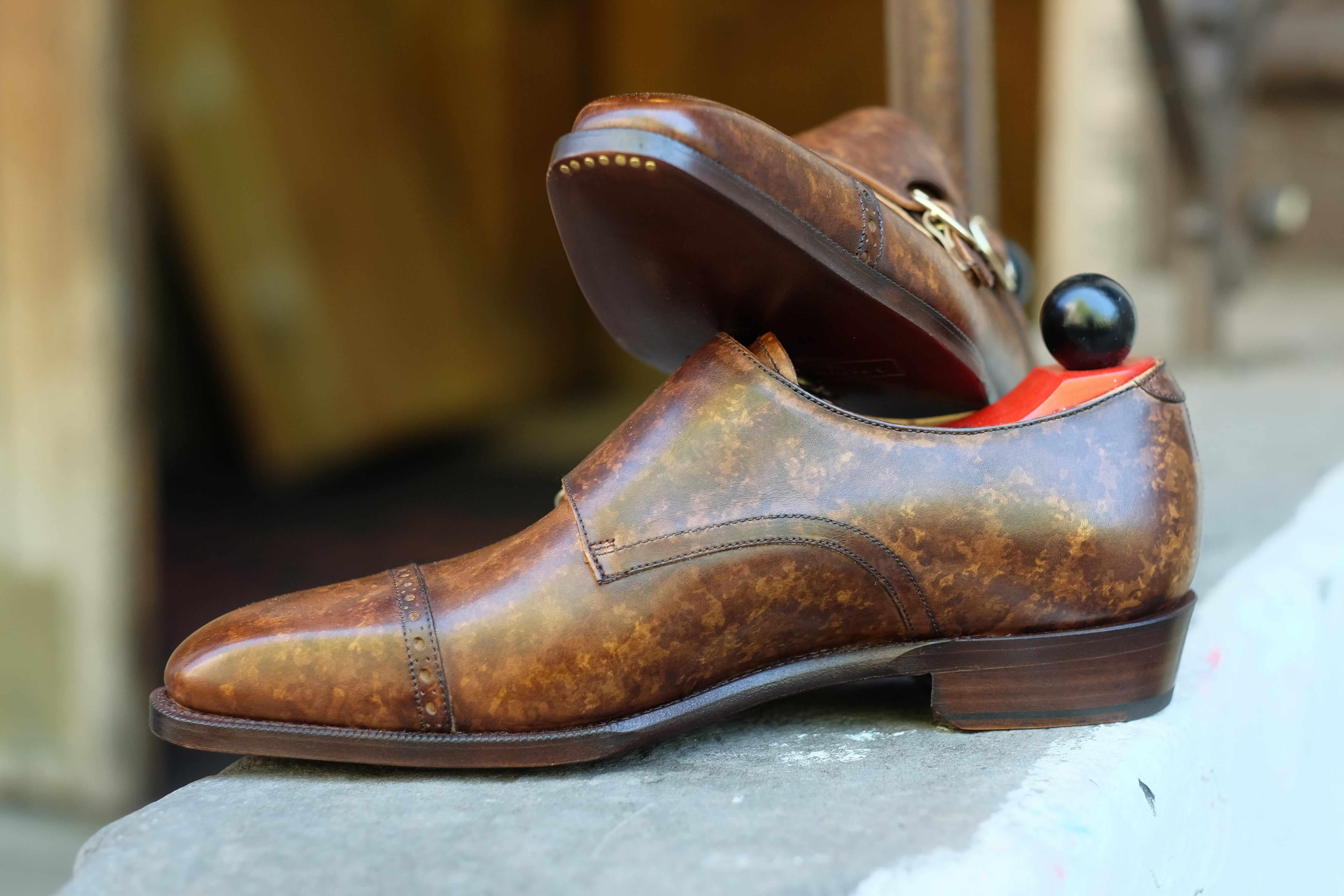 Woodland - Copper Marble Patina-Double Monk Straps Monkstraps-J.FitzPatrick Footwear