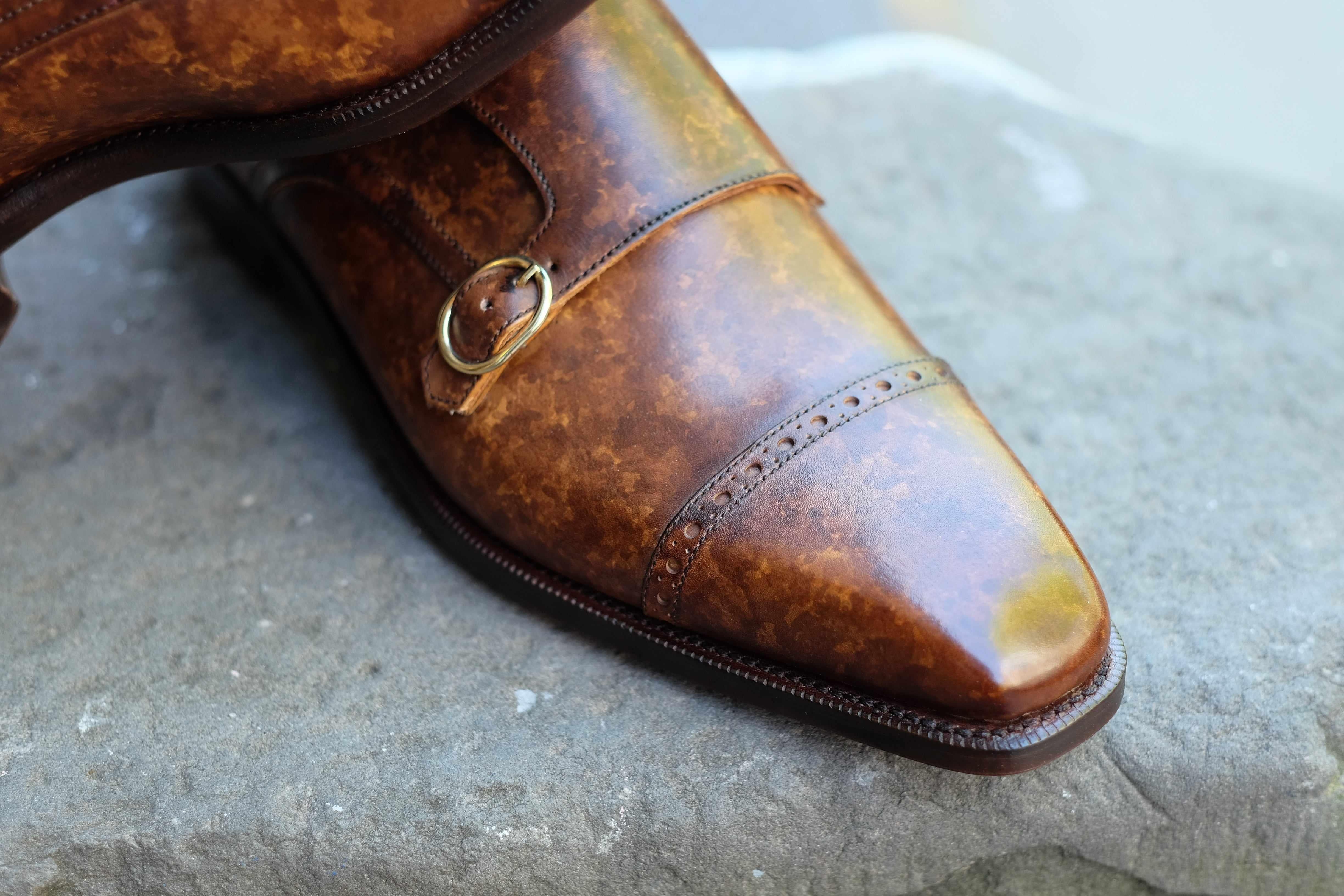Woodland - Copper Marble Patina-Double Monk Straps Monkstraps-J.FitzPatrick Footwear