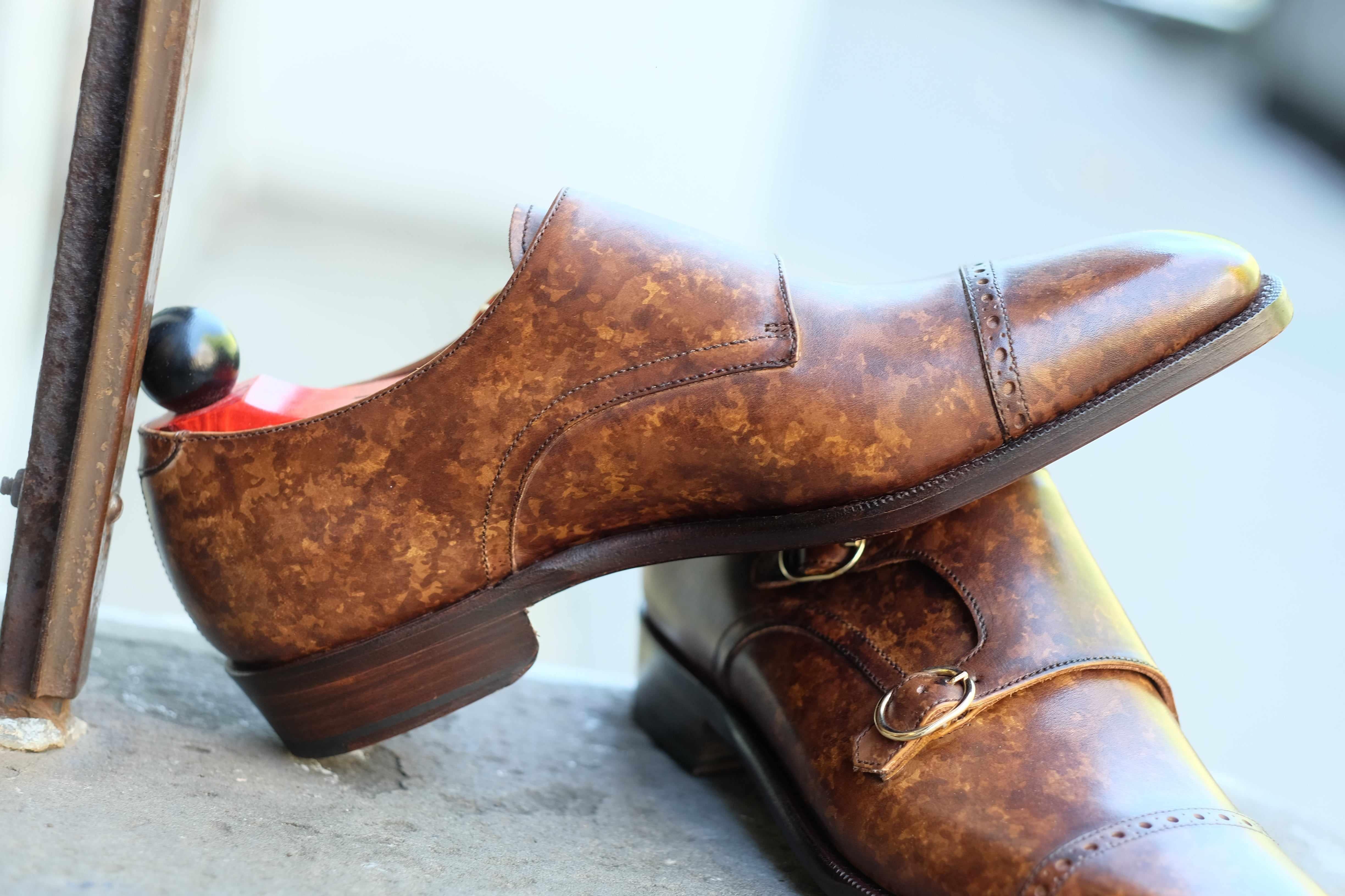 Woodland - Copper Marble Patina-Double Monk Straps Monkstraps-J.FitzPatrick Footwear