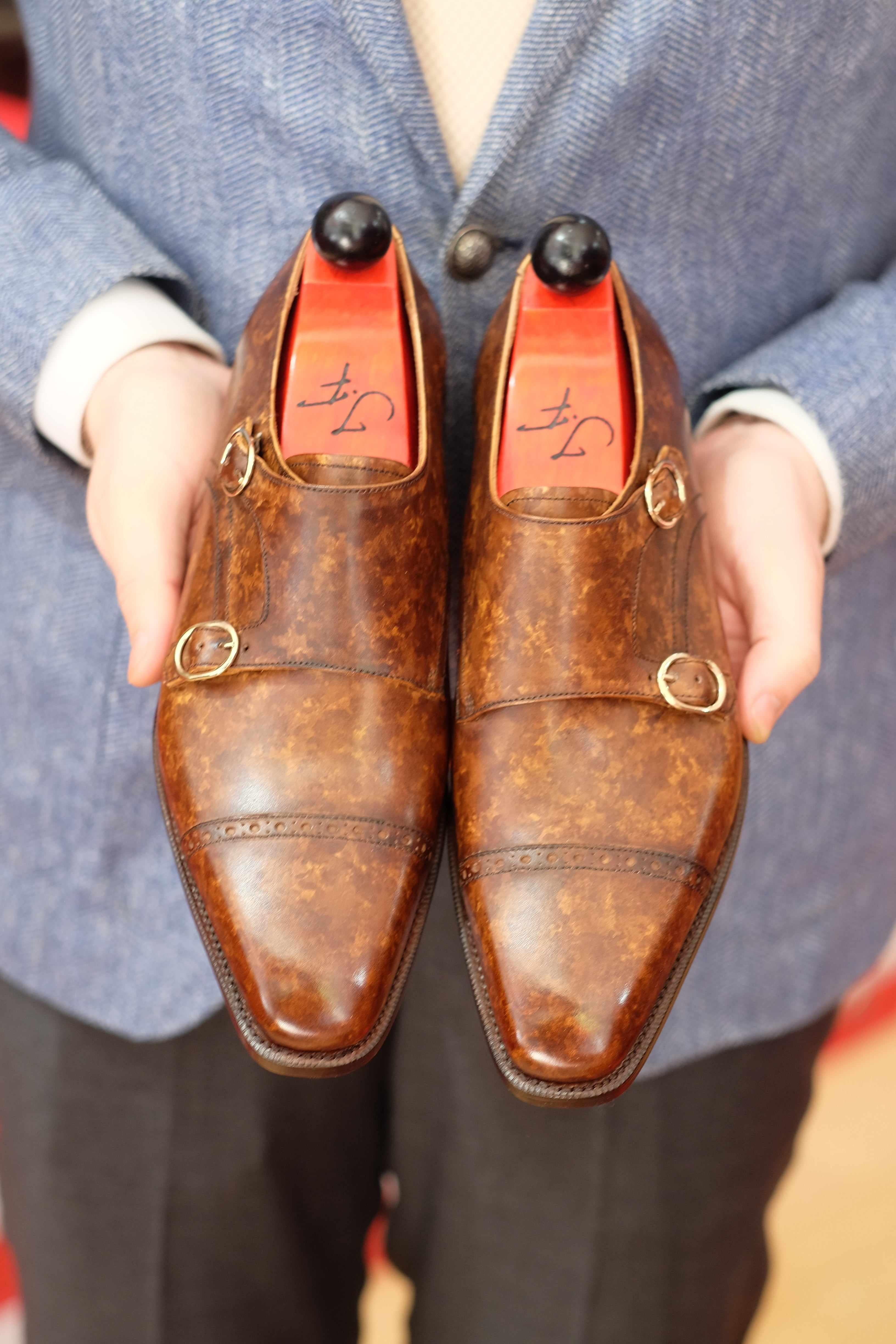 Woodland - Copper Marble Patina-Double Monk Straps Monkstraps-J.FitzPatrick Footwear