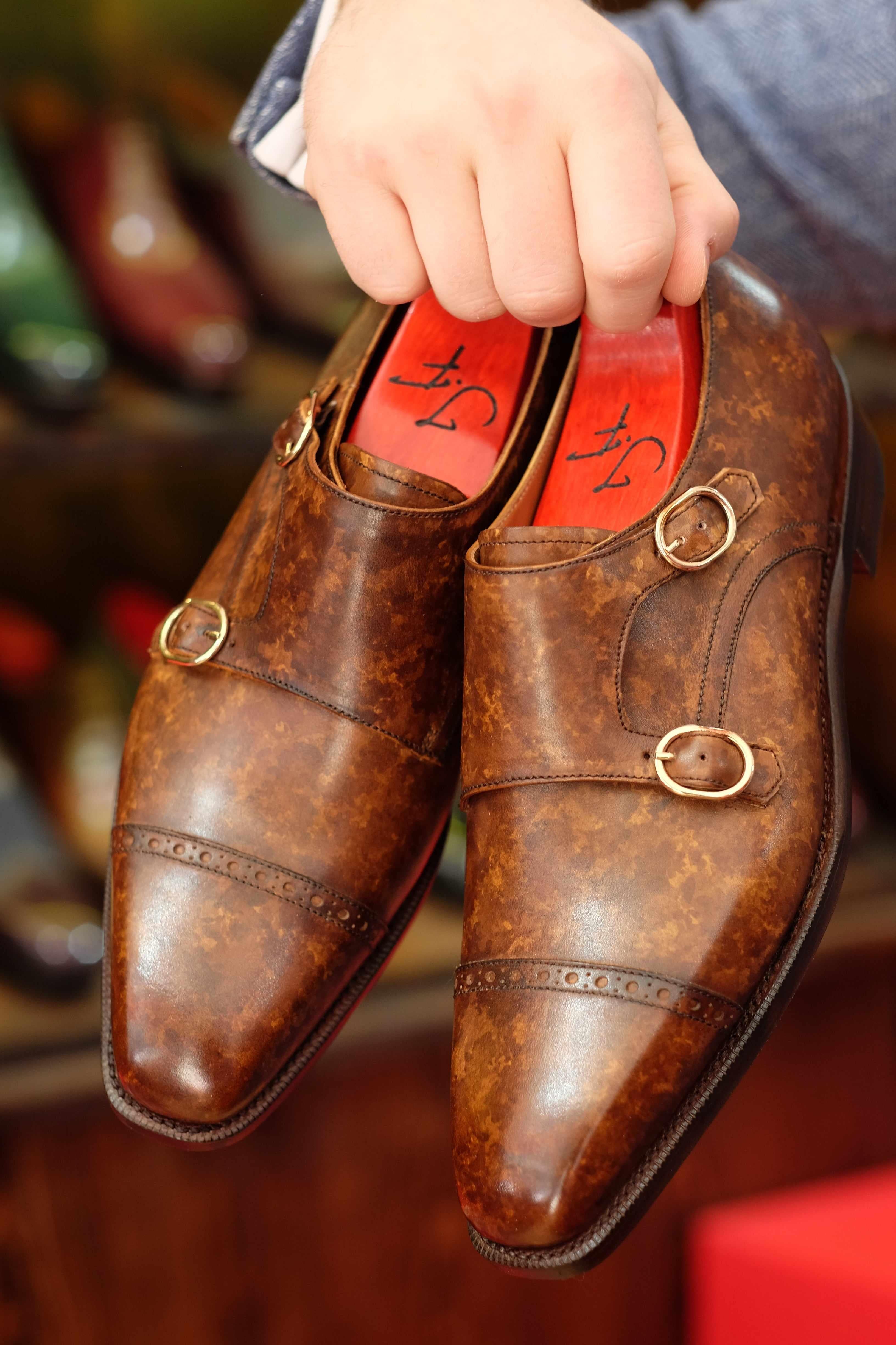 Woodland - Copper Marble Patina-Double Monk Straps Monkstraps-J.FitzPatrick Footwear