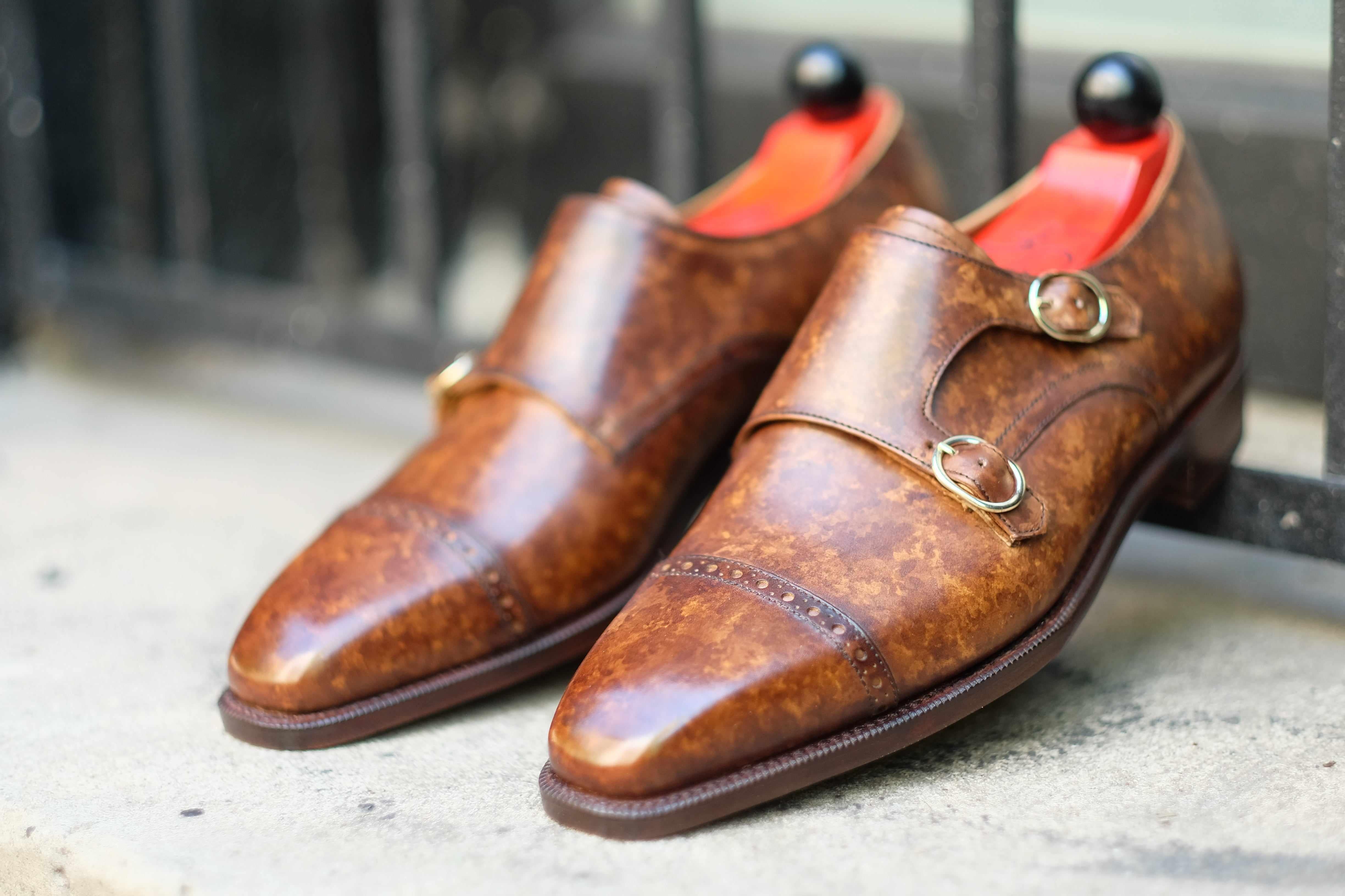 Woodland - Copper Marble Patina-Double Monk Straps Monkstraps-J.FitzPatrick Footwear