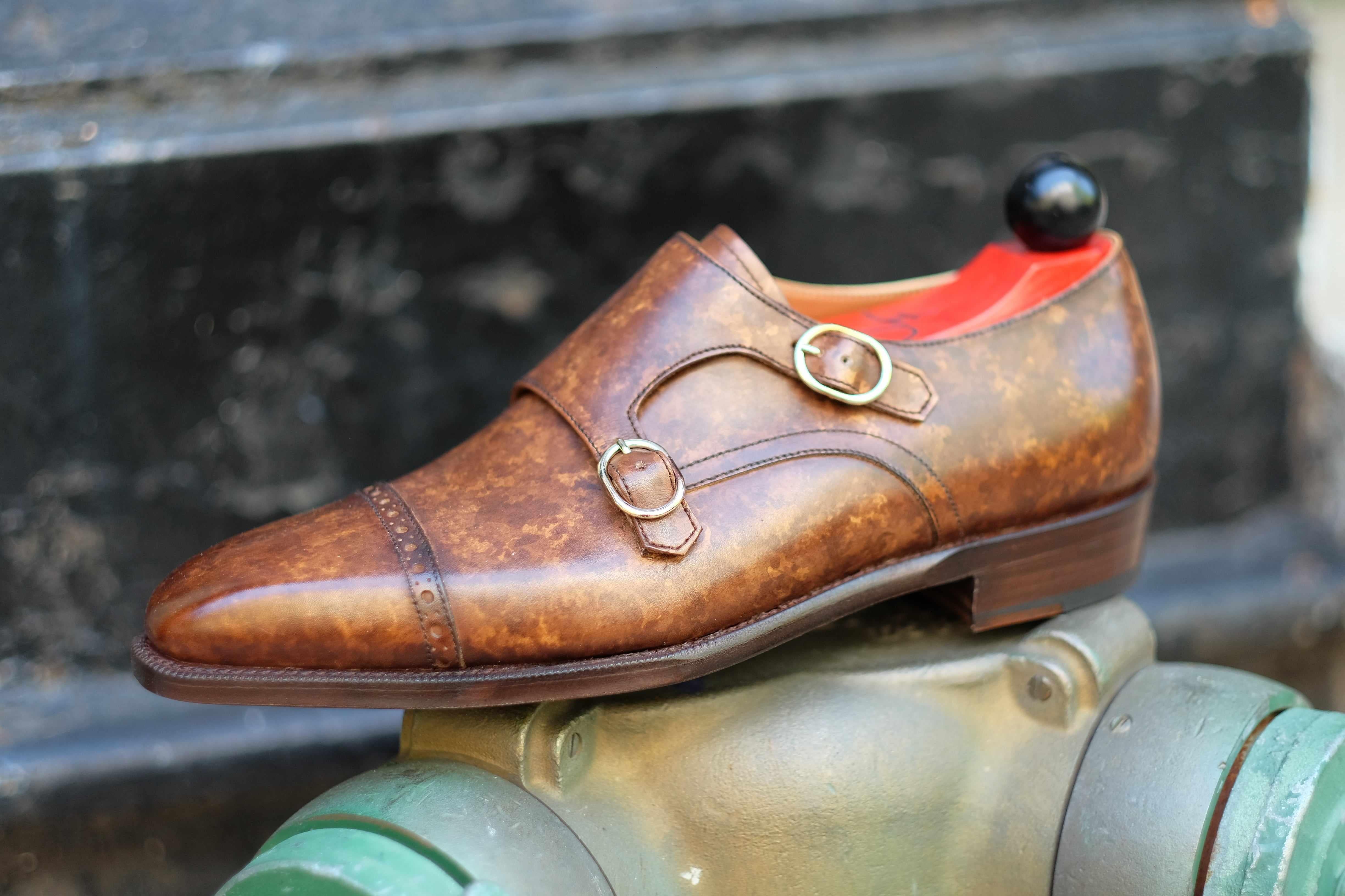 Woodland - Copper Marble Patina-Double Monk Straps Monkstraps-J.FitzPatrick Footwear
