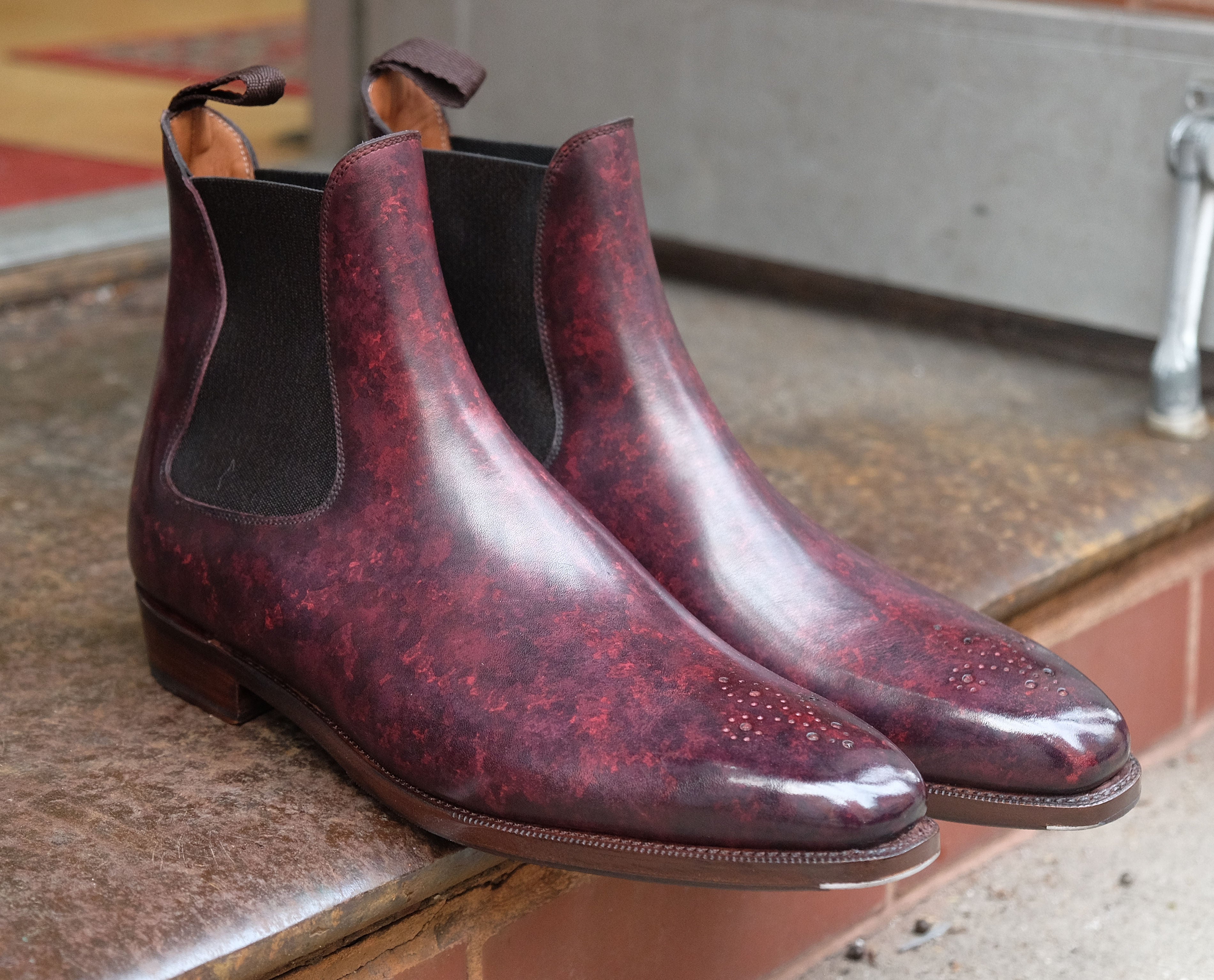 Fairmont - MTO - Mulberry Marble Patina Calf - MGF Last - Single City Rubber Sole