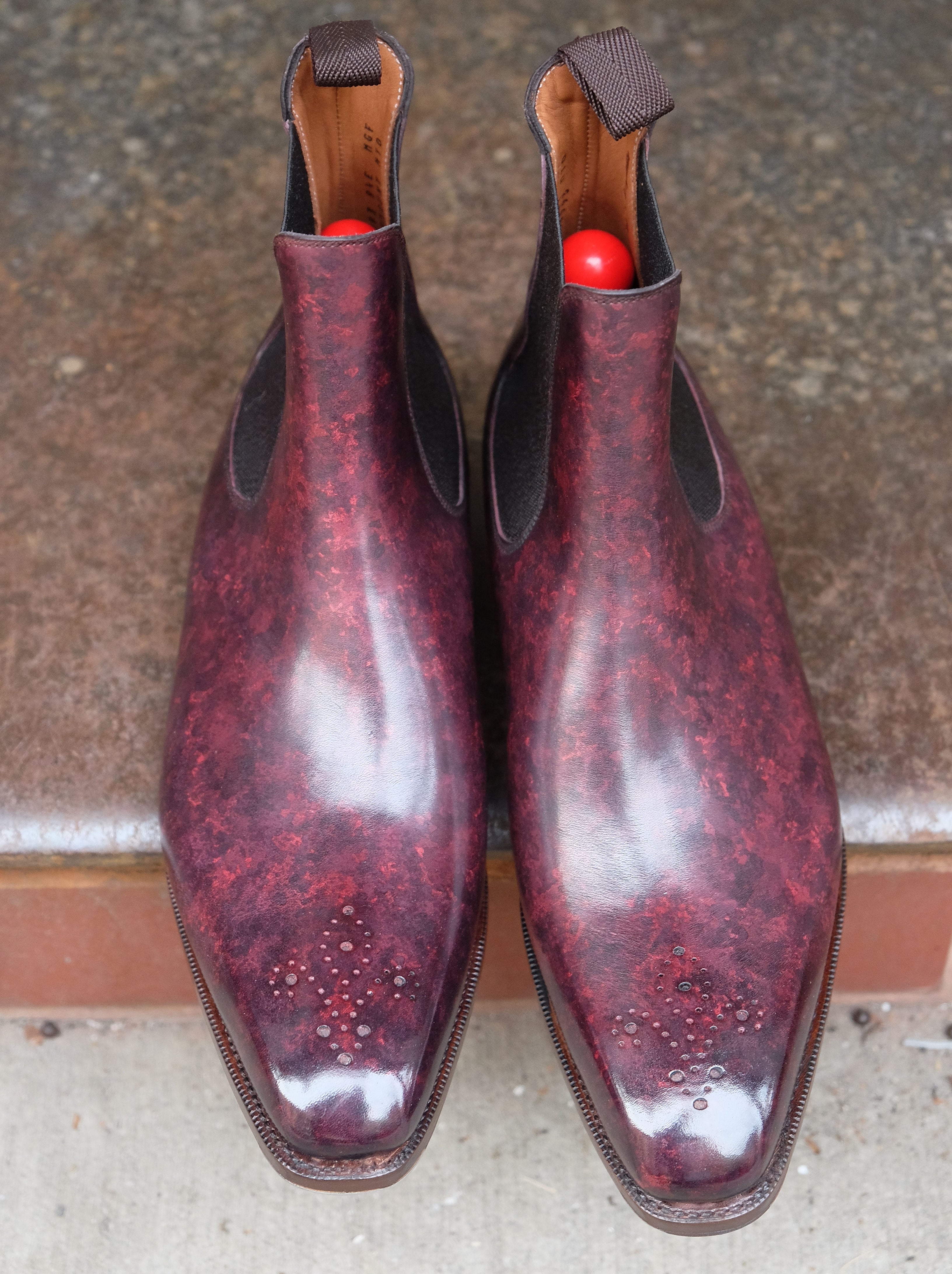 Fairmont - MTO - Mulberry Marble Patina Calf - MGF Last - Single City Rubber Sole