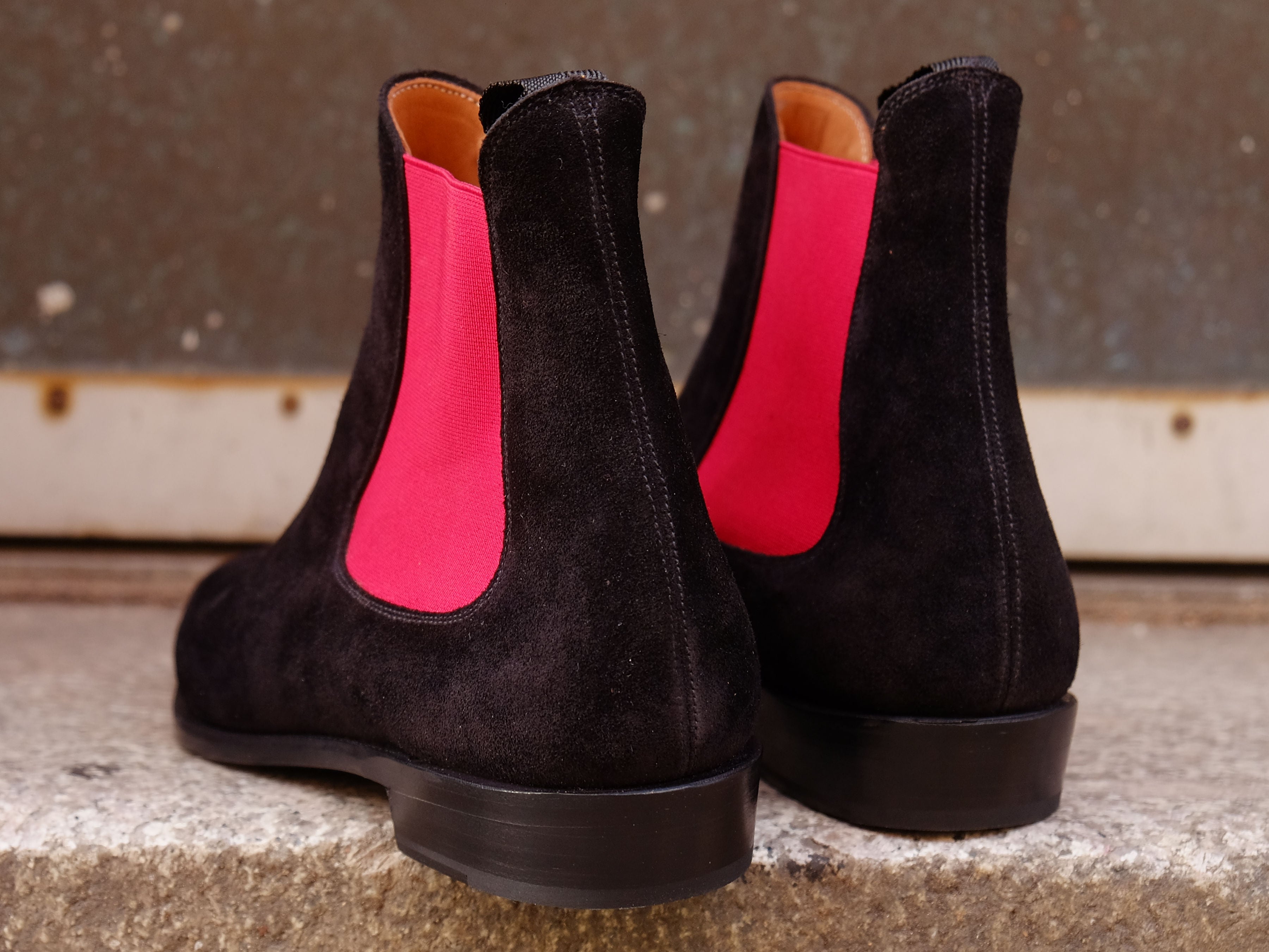 Alki - MTO - Black Suede / Red Gore - LPB Last - Single Leather Sole-Made To Order Chelsea Boots-J.FitzPatrick Footwear