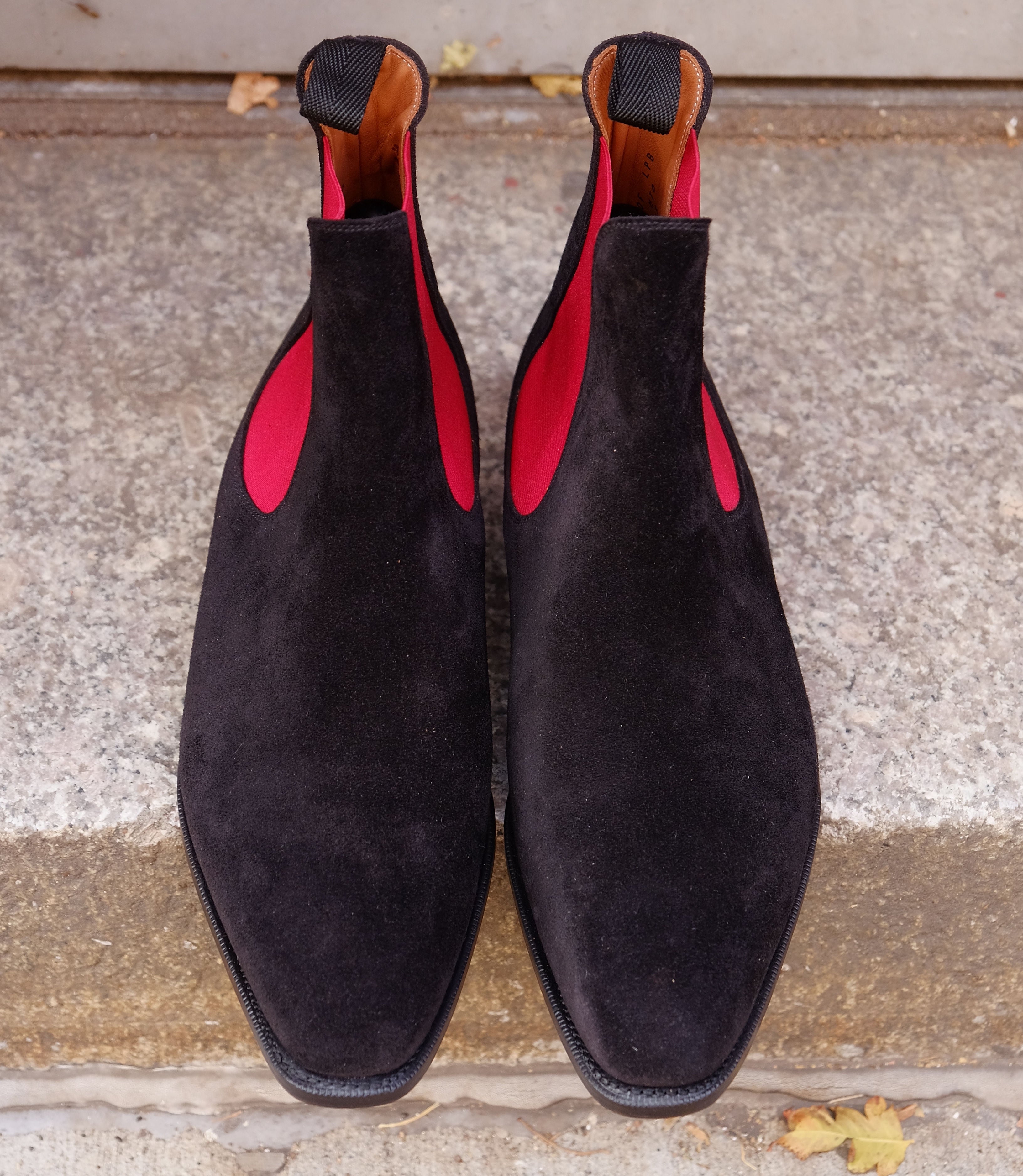 Alki - MTO - Black Suede / Red Gore - LPB Last - Single Leather Sole-Made To Order Chelsea Boots-J.FitzPatrick Footwear