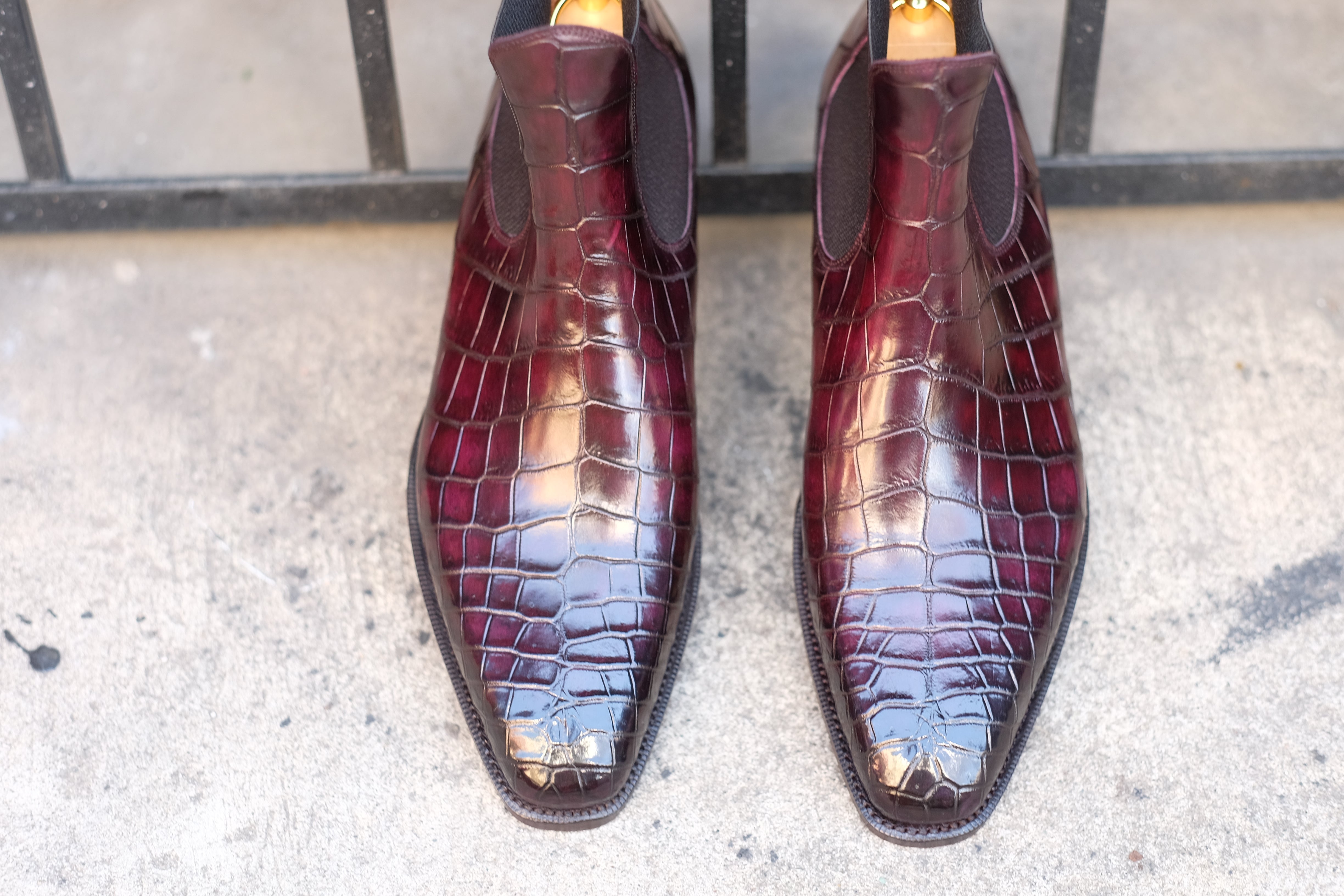Alki Redux - MTO - Genuine Crocodile - Burgundy Patina - LPB Last - Single Leather Sole-Shoes-J.FitzPatrick Footwear