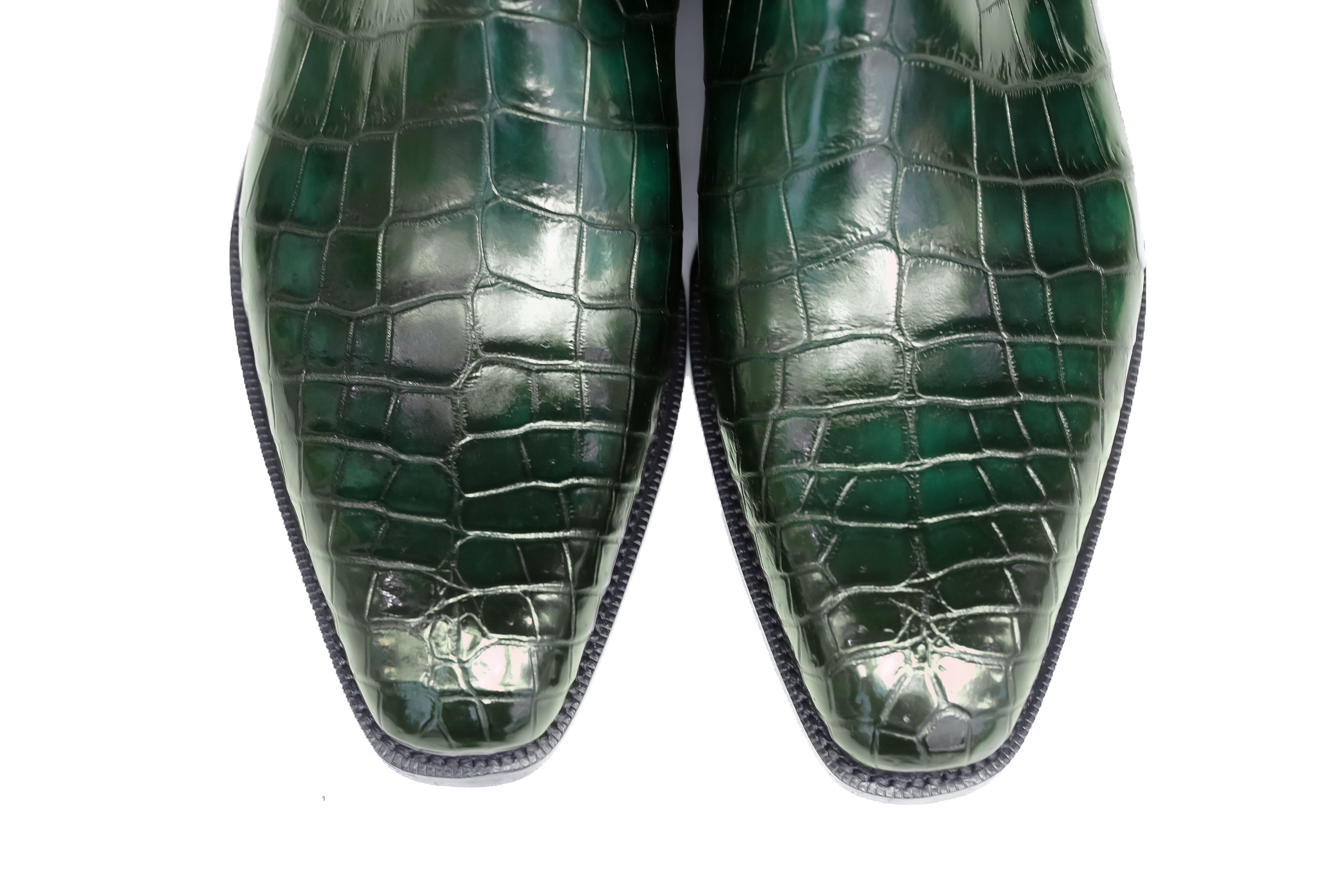 Alki Redux - MTO - Genuine Crocodile - Emerald Patina - LPB Last - Single Leather Sole-Shoes-J.FitzPatrick Footwear