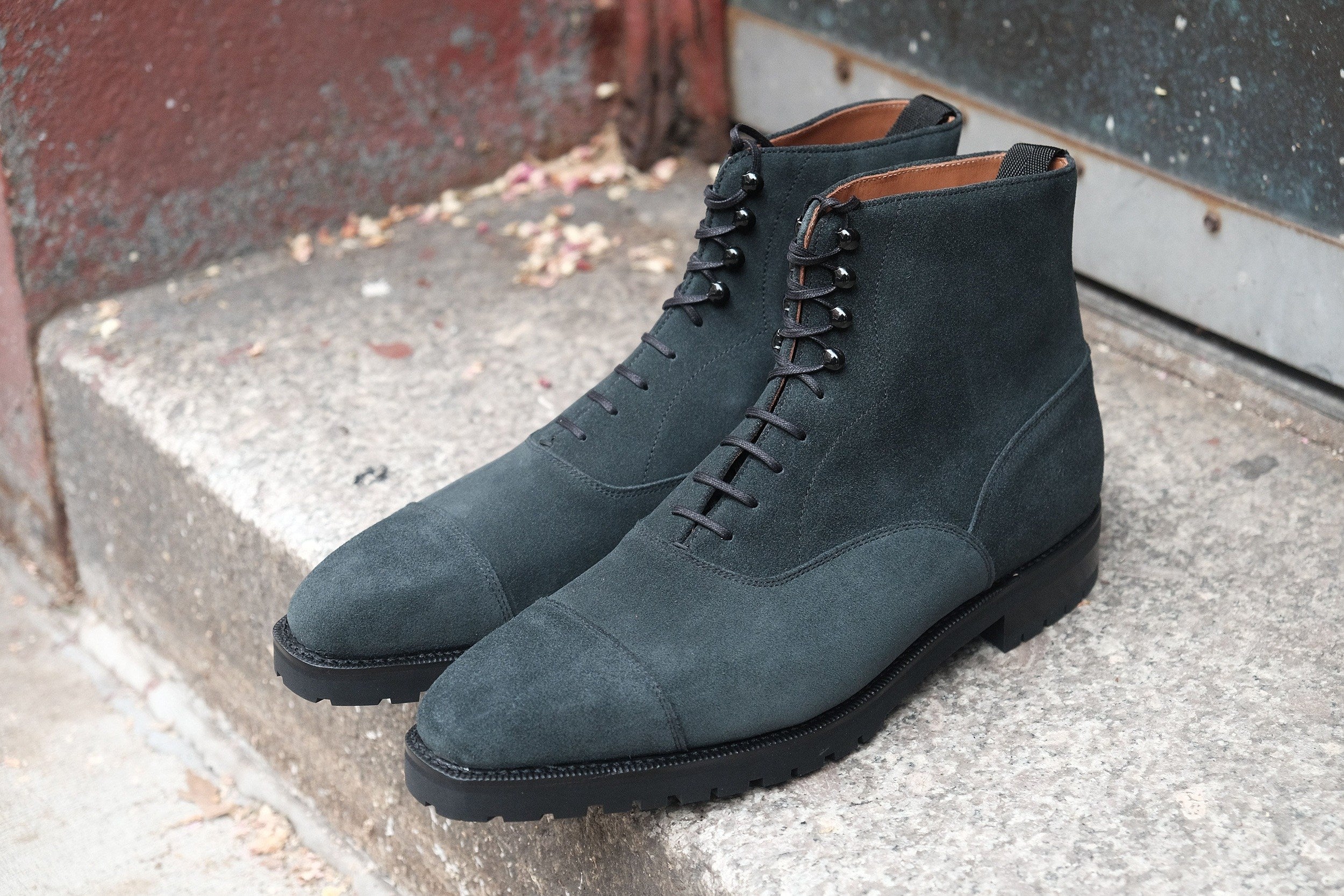 Ashworth - MTO - Charcoal Suede - MGF Last - Double Commando Sole-Made To Order Boot Cap Toe-J.FitzPatrick Footwear