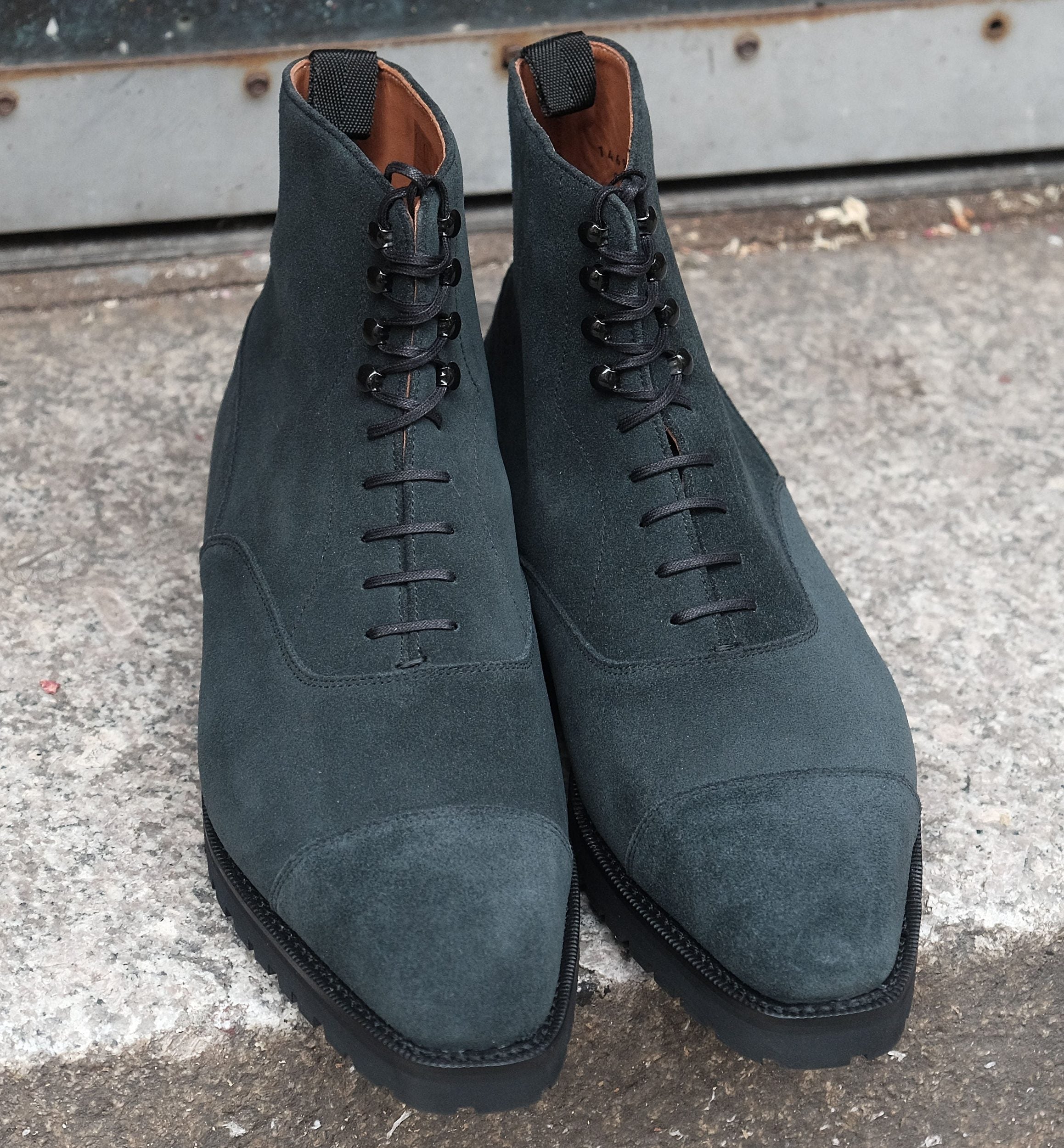 Ashworth - MTO - Charcoal Suede - MGF Last - Double Commando Sole-Made To Order Boot Cap Toe-J.FitzPatrick Footwear
