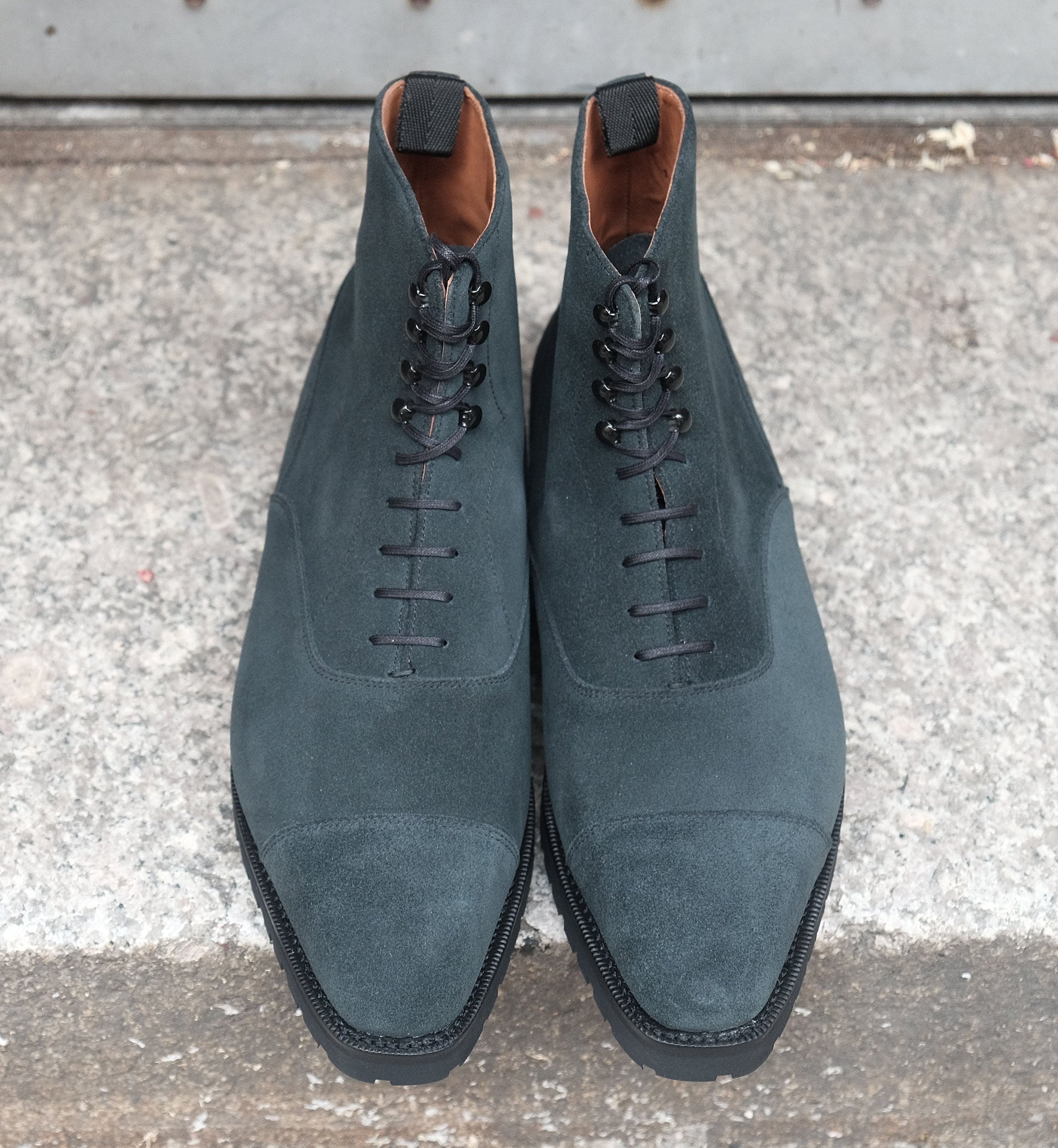 Ashworth - MTO - Charcoal Suede - MGF Last - Double Commando Sole-Made To Order Boot Cap Toe-J.FitzPatrick Footwear