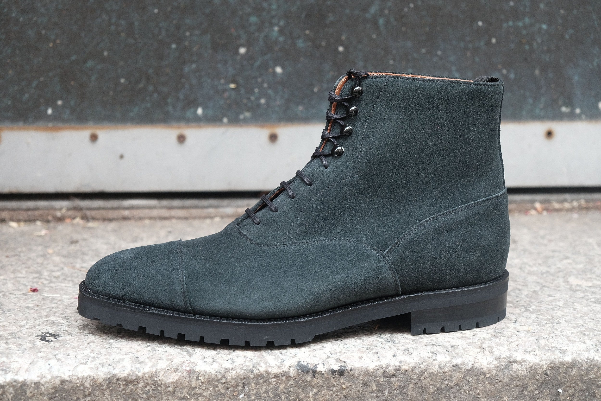 Ashworth - MTO - Charcoal Suede - MGF Last - Double Commando Sole-Made To Order Boot Cap Toe-J.FitzPatrick Footwear
