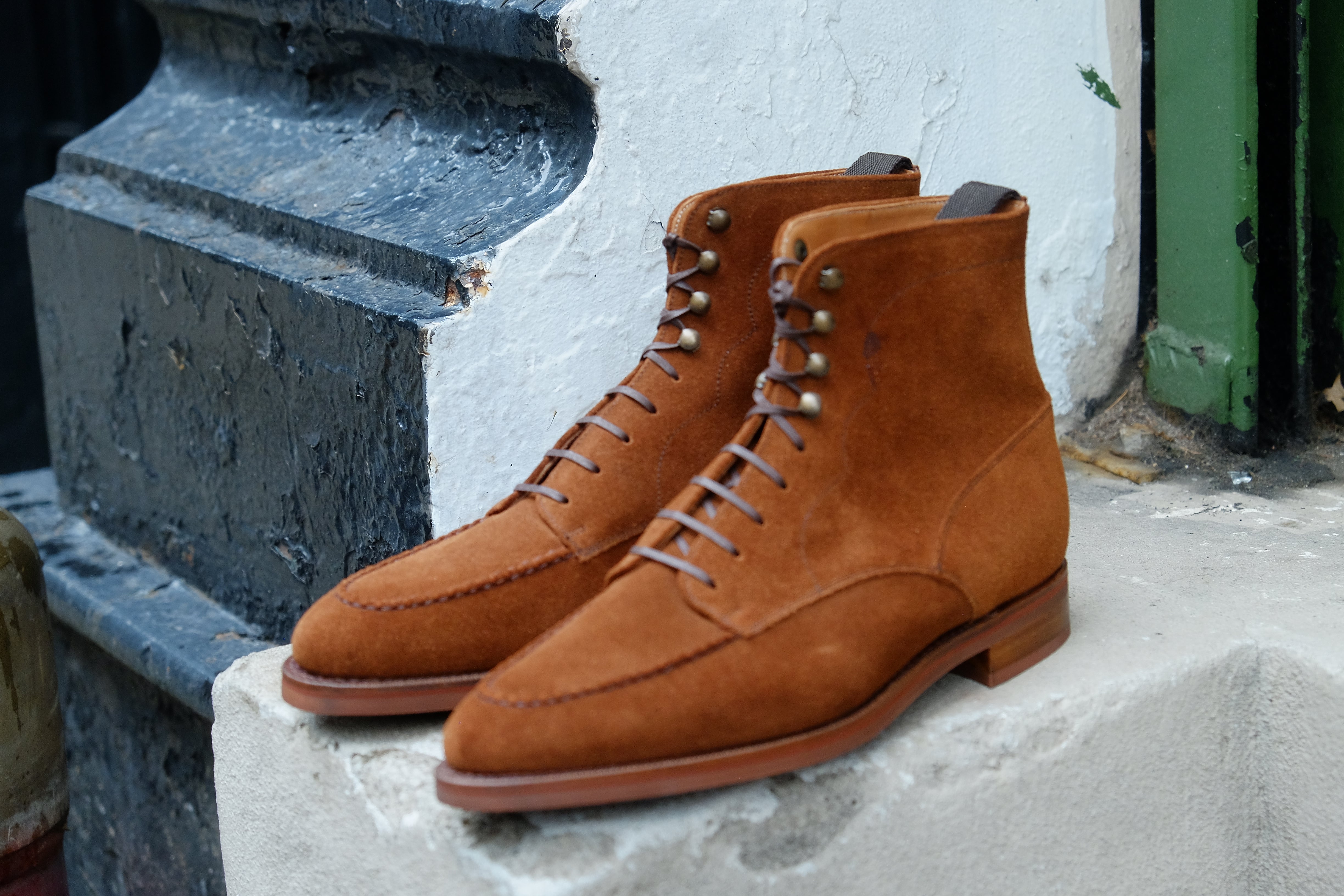 Bremerton - MTO - Snuff Suede - TMG Last - Single Brick Country Rubber Sole-Made To Order Lace Laceup Boots-J.FitzPatrick Footwear