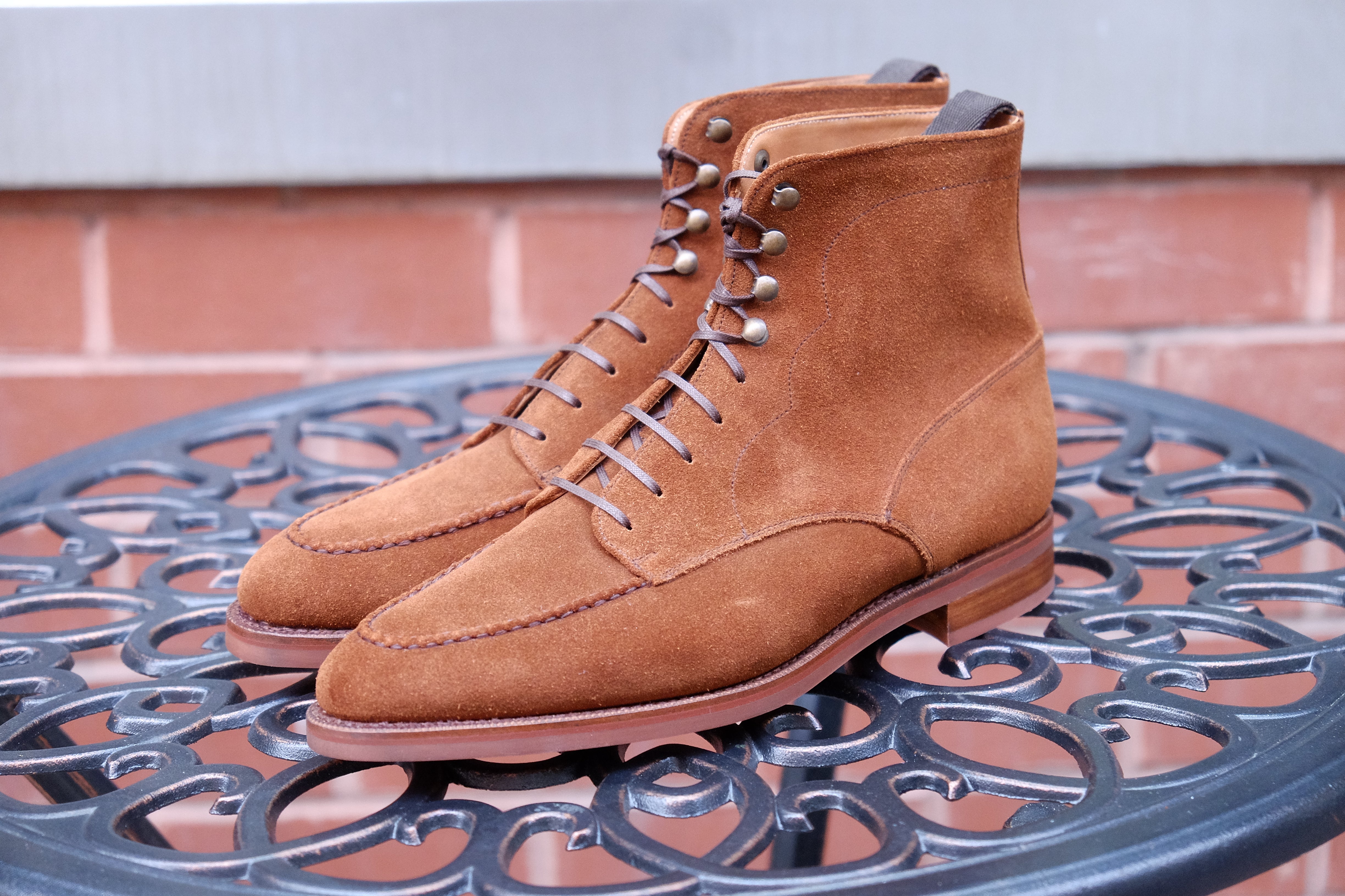 Bremerton - MTO - Snuff Suede - TMG Last - Single Brick Country Rubber Sole-Made To Order Lace Laceup Boots-J.FitzPatrick Footwear