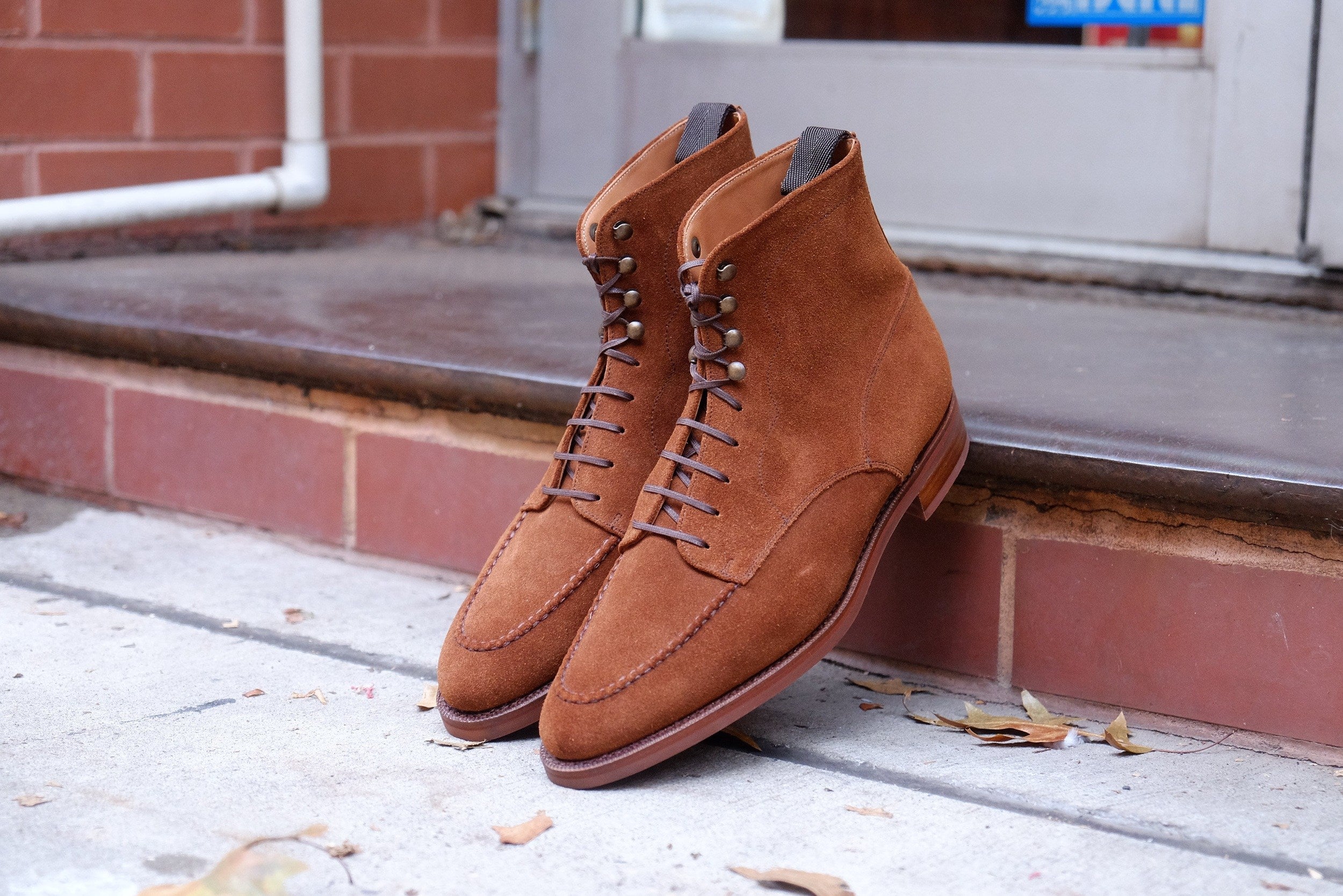 Bremerton - MTO - Snuff Suede - TMG Last - Single Brick Country Rubber Sole-Made To Order Lace Laceup Boots-J.FitzPatrick Footwear