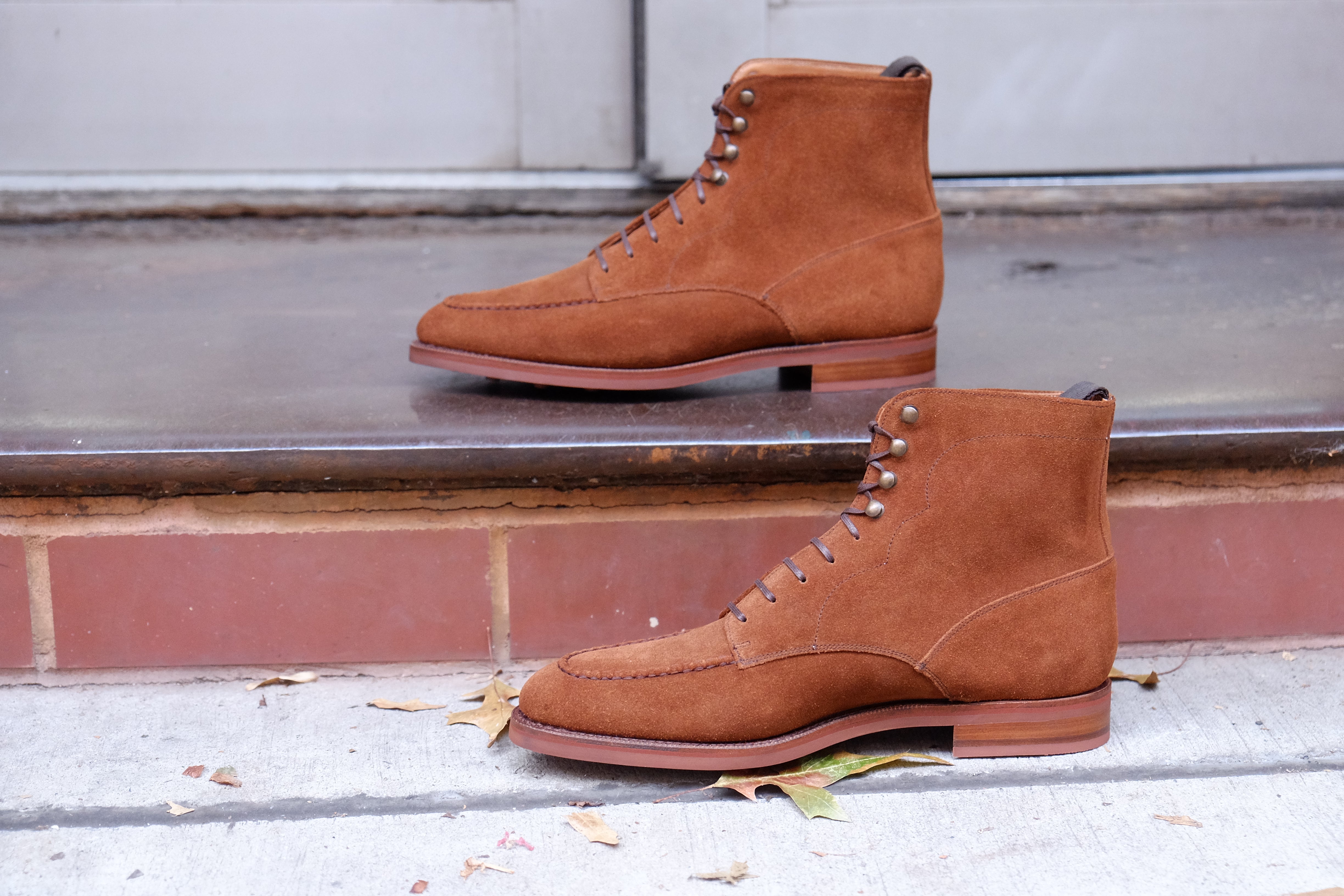 Bremerton - MTO - Snuff Suede - TMG Last - Single Brick Country Rubber Sole-Made To Order Lace Laceup Boots-J.FitzPatrick Footwear