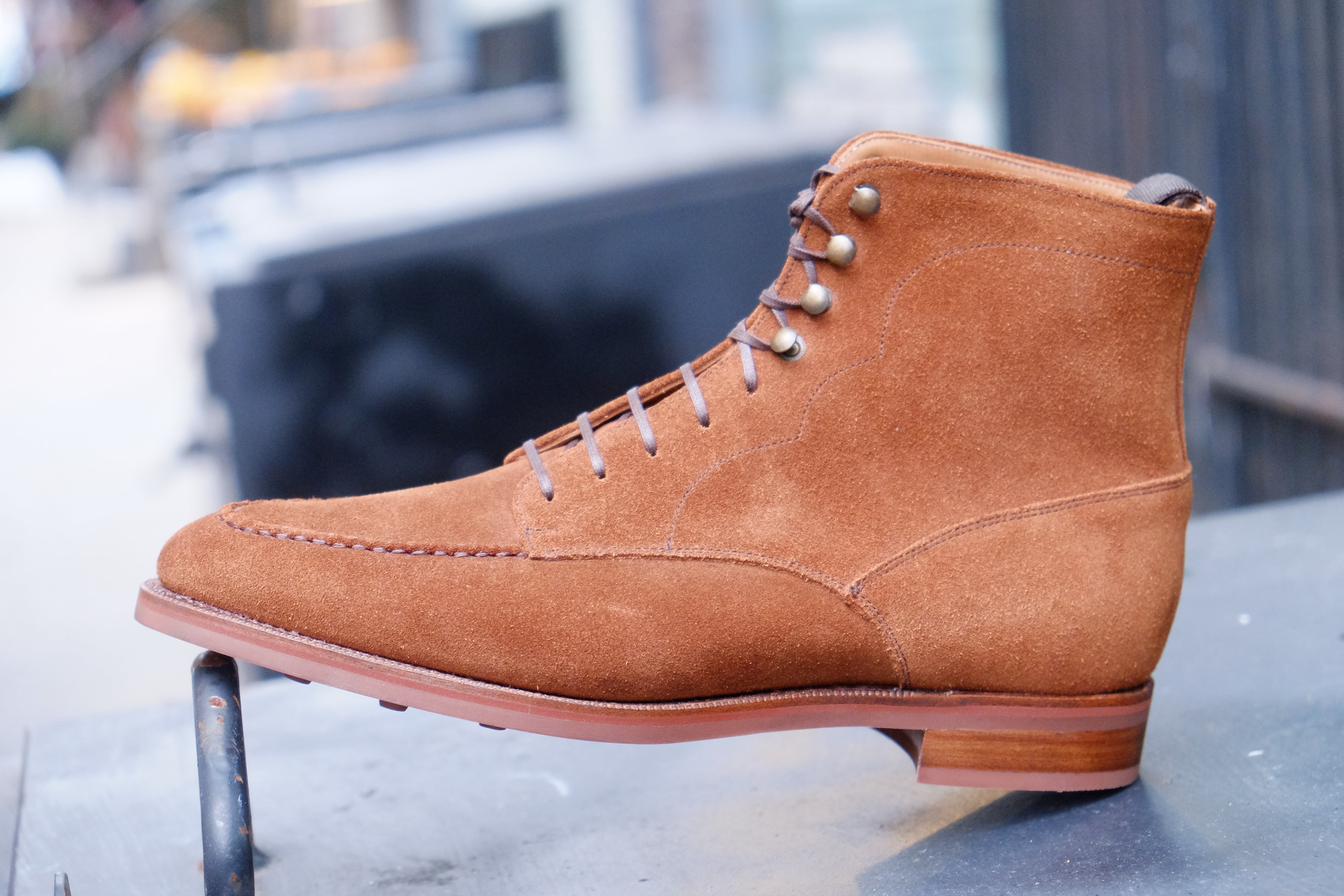 Bremerton - MTO - Snuff Suede - TMG Last - Single Brick Country Rubber Sole-Made To Order Lace Laceup Boots-J.FitzPatrick Footwear