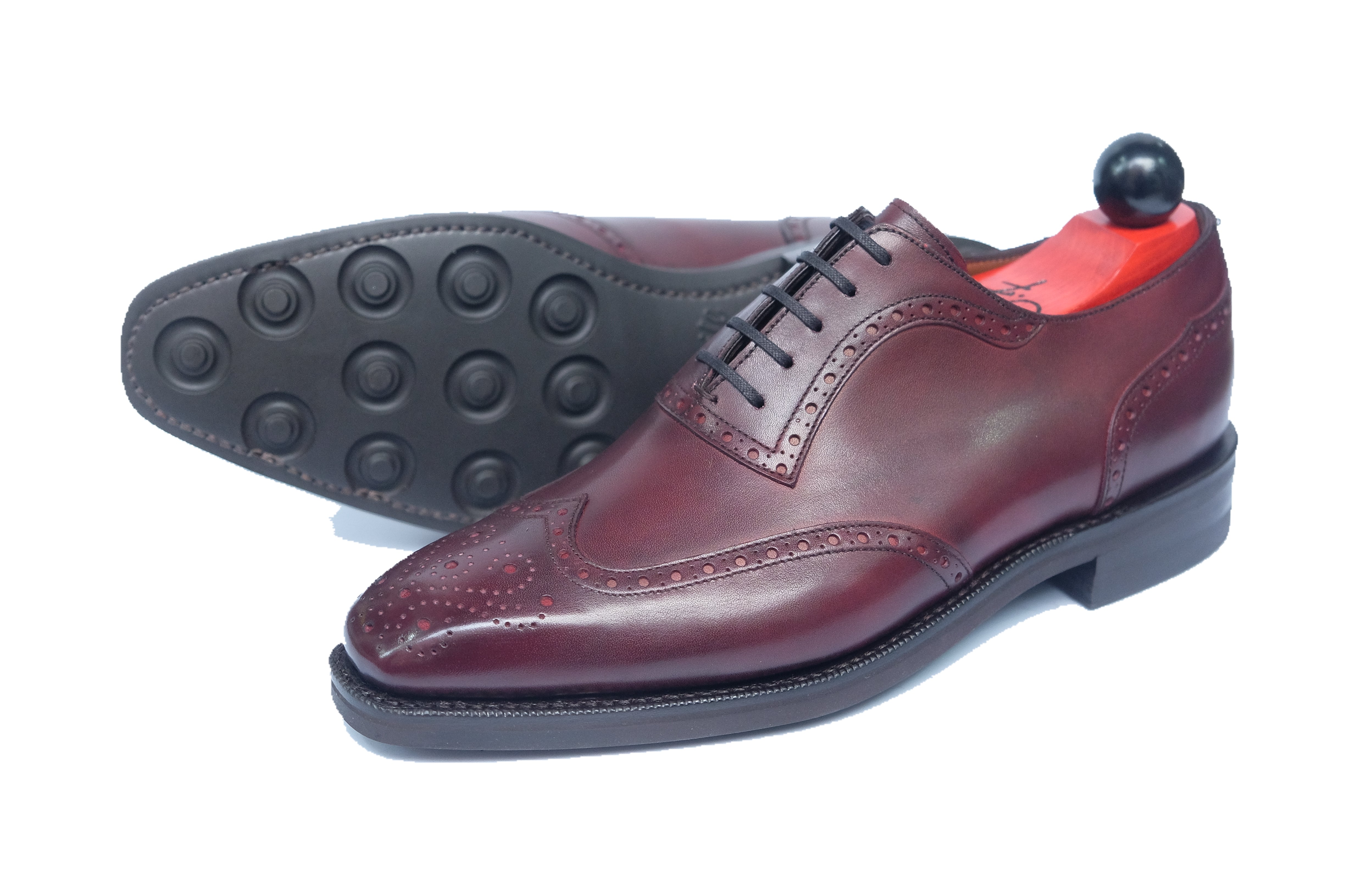 Couer d'Alene - MTO - Sangria Calf - MGF Last - Double Country Rubber Sole-Made To Order Wingtip Brogue Oxfords-J.FitzPatrick Footwear