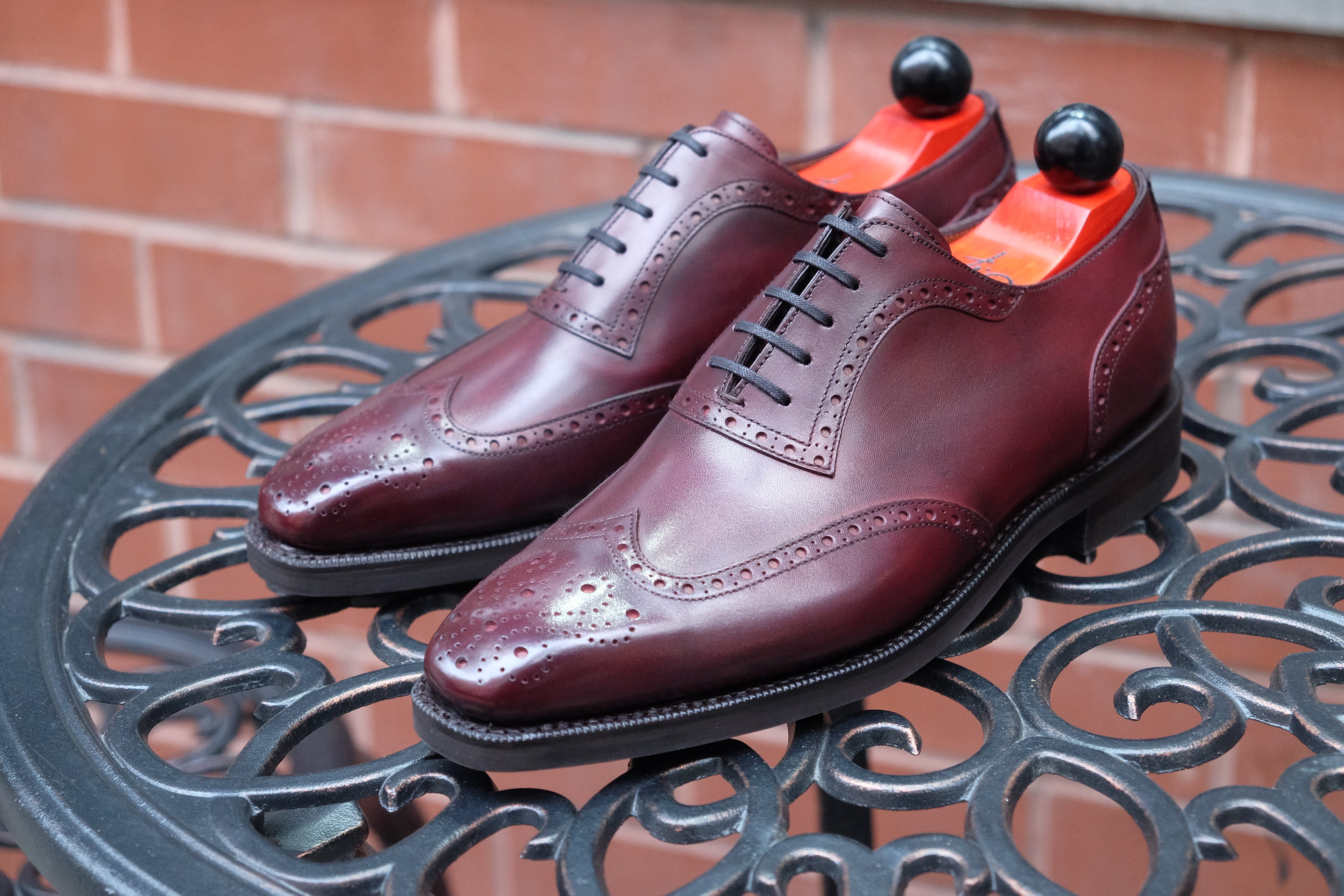 Couer d'Alene - MTO - Sangria Calf - MGF Last - Double Country Rubber Sole-Made To Order Wingtip Brogue Oxfords-J.FitzPatrick Footwear