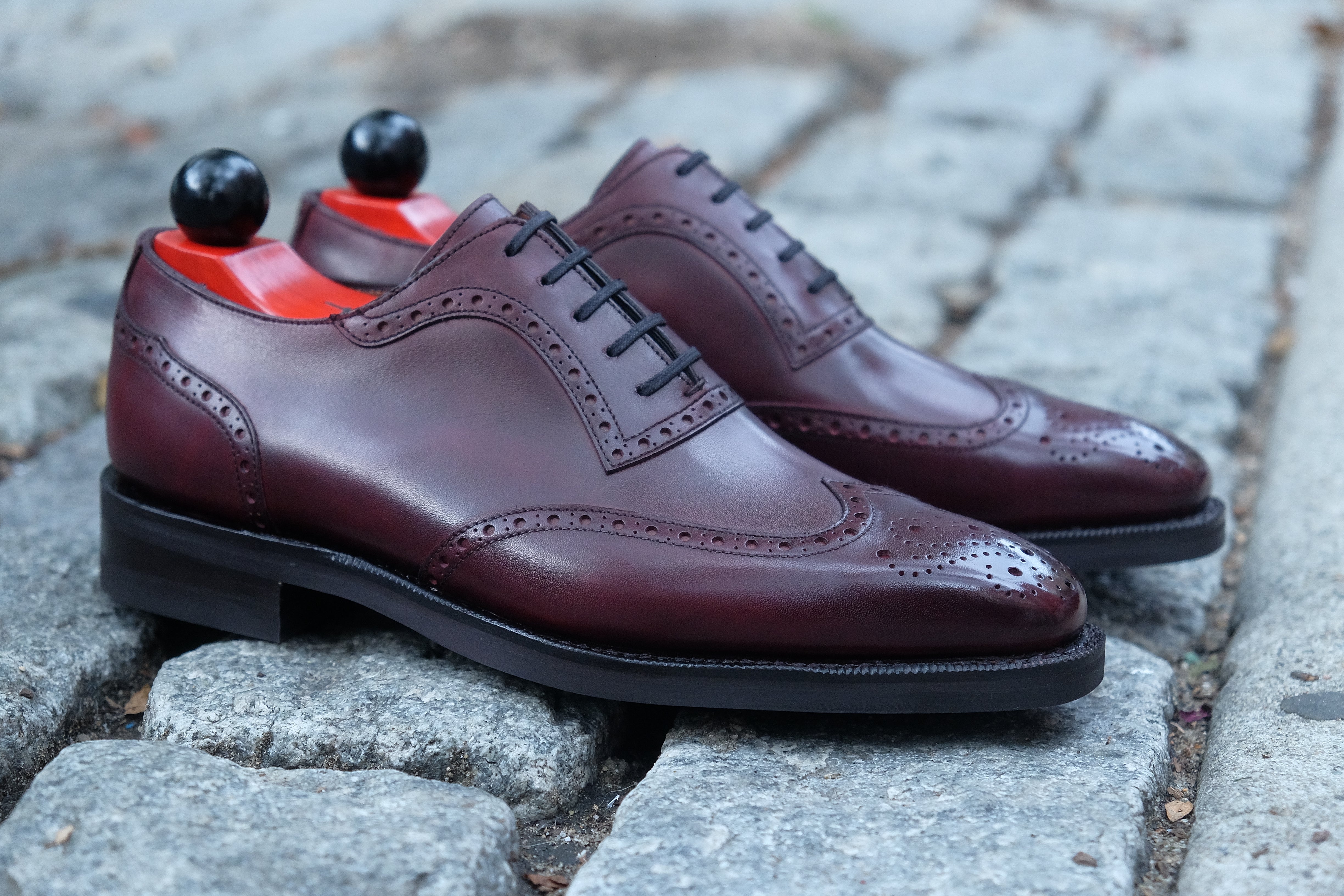 Couer d'Alene - MTO - Sangria Calf - MGF Last - Double Country Rubber Sole-Made To Order Wingtip Brogue Oxfords-J.FitzPatrick Footwear