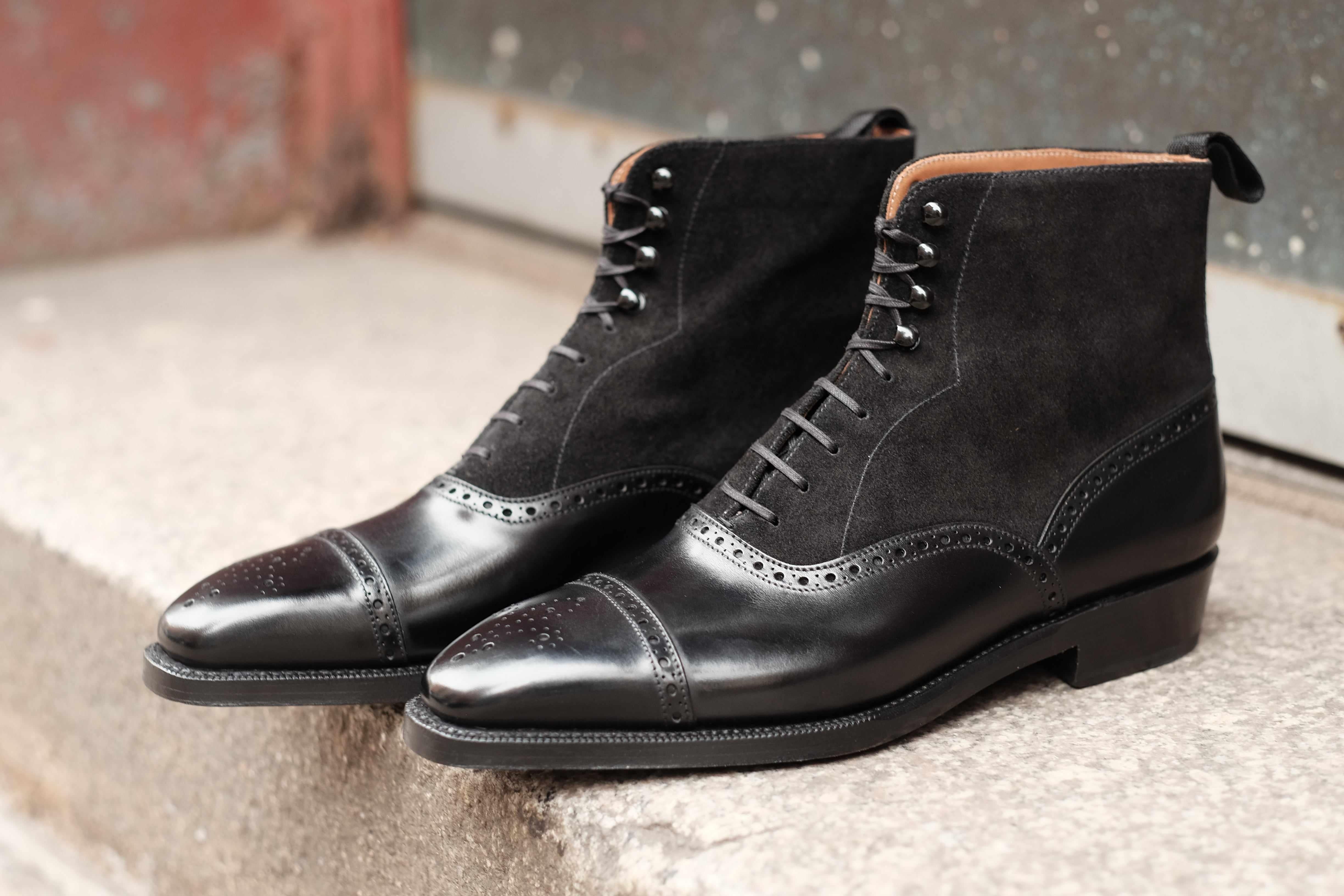 David - Black Calf / Black Suede-Balmoral Boots-J.FitzPatrick Footwear