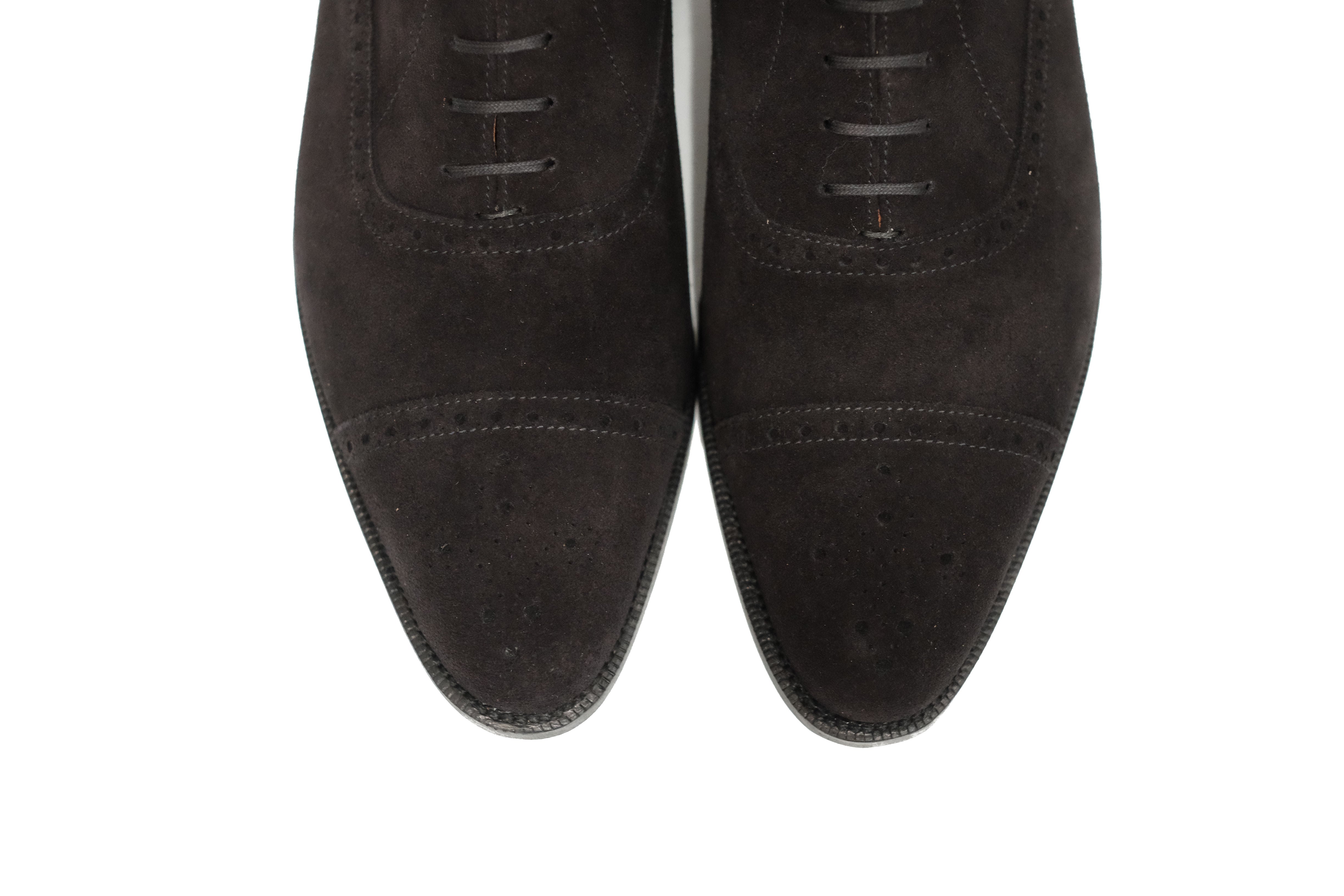 David - MTO - Black Suede - JKF Last - Single Leather Sole - Aged Silver Speed Hooks-Made To Order Boot Lace Laceup Oxford Balmoral-J.FitzPatrick Footwear