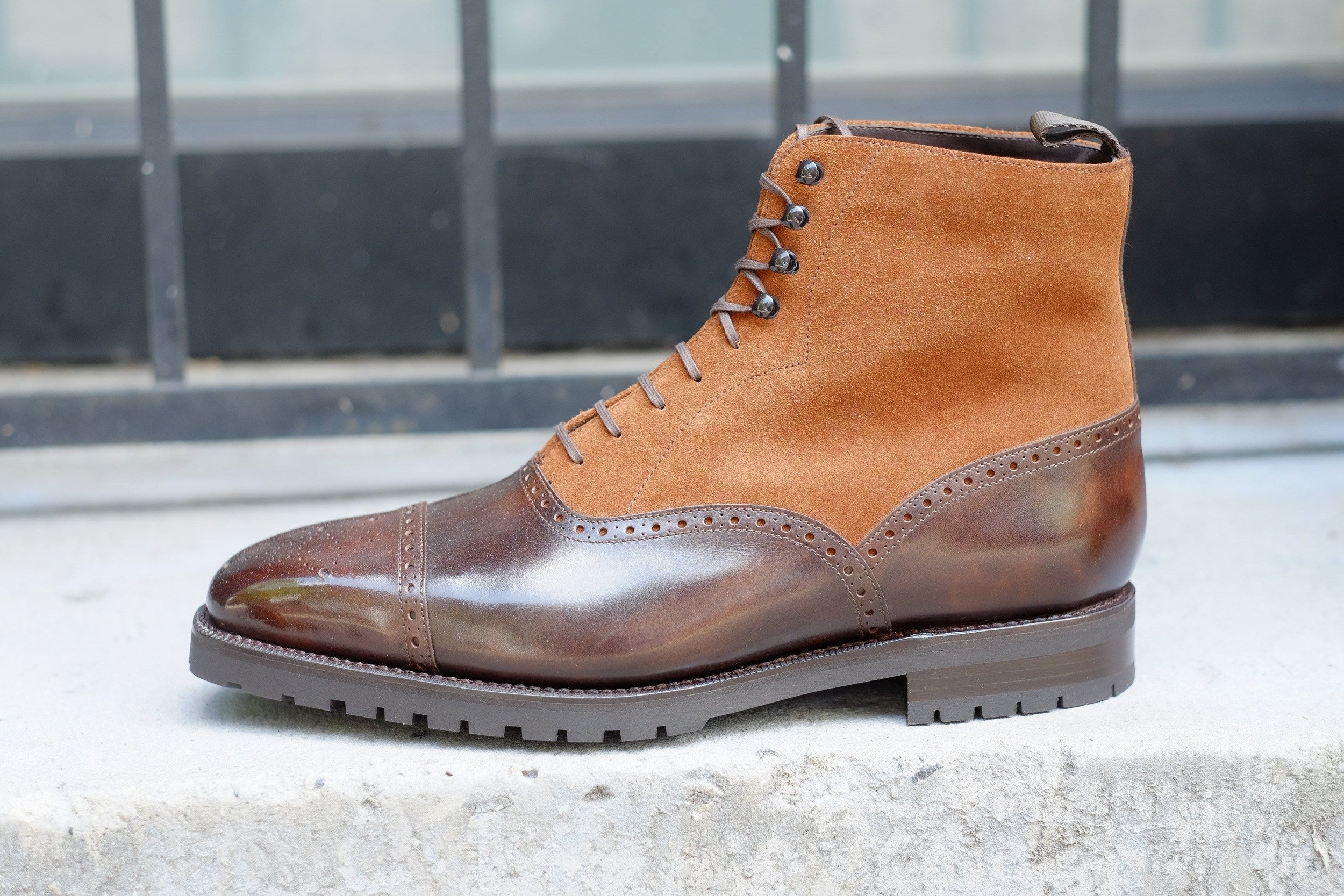 David - MTO - Dark Brown Museum Calf / Snuff Suede - MGF Last - Commando Sole-Made To Order Boot Lace Laceup Oxford Balmoral-J.FitzPatrick Footwear