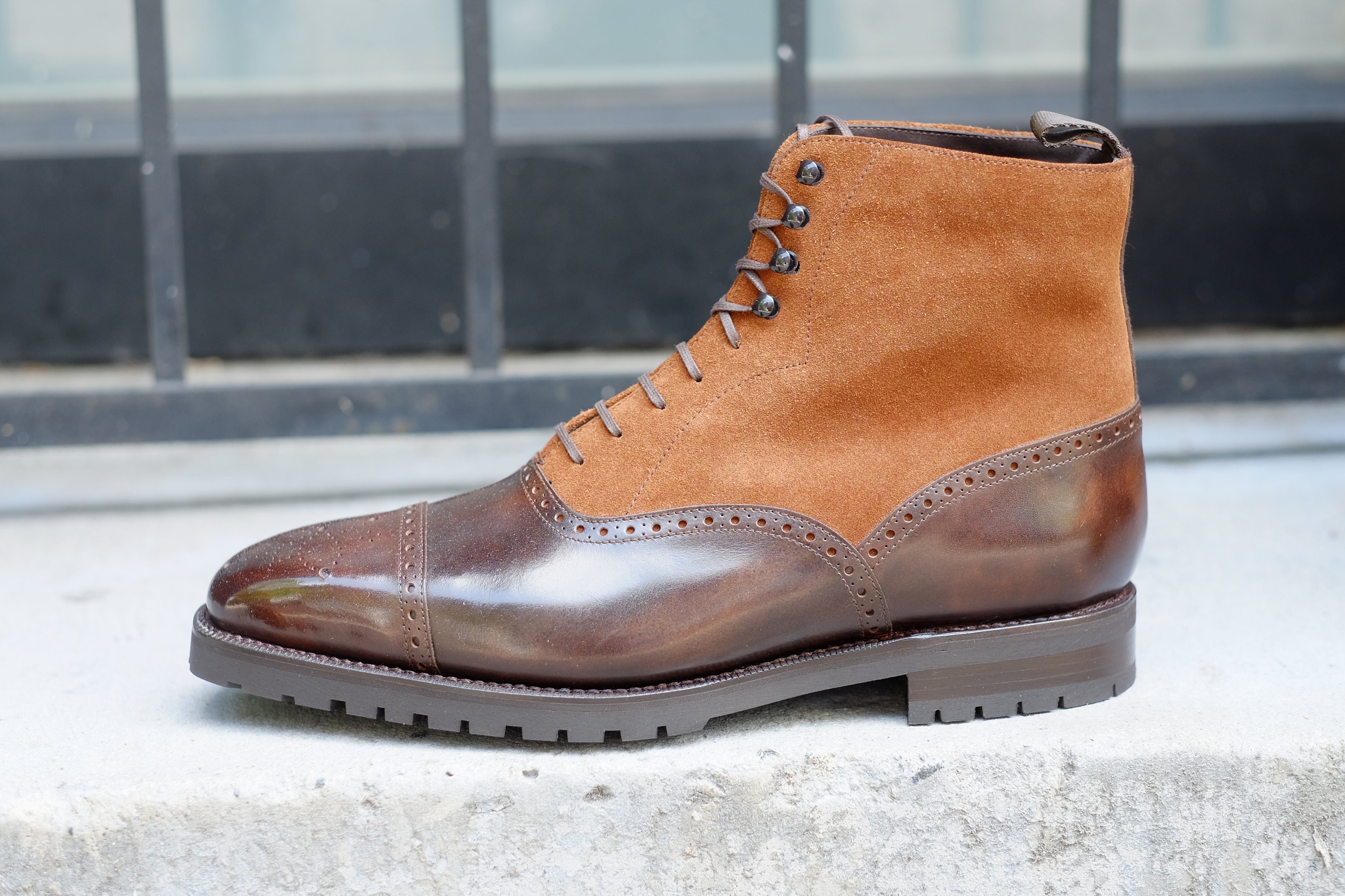 David - MTO - Dark Brown Museum Calf / Snuff Suede - MGF Last - Commando Sole-Made To Order Boot Lace Laceup Oxford Balmoral-J.FitzPatrick Footwear