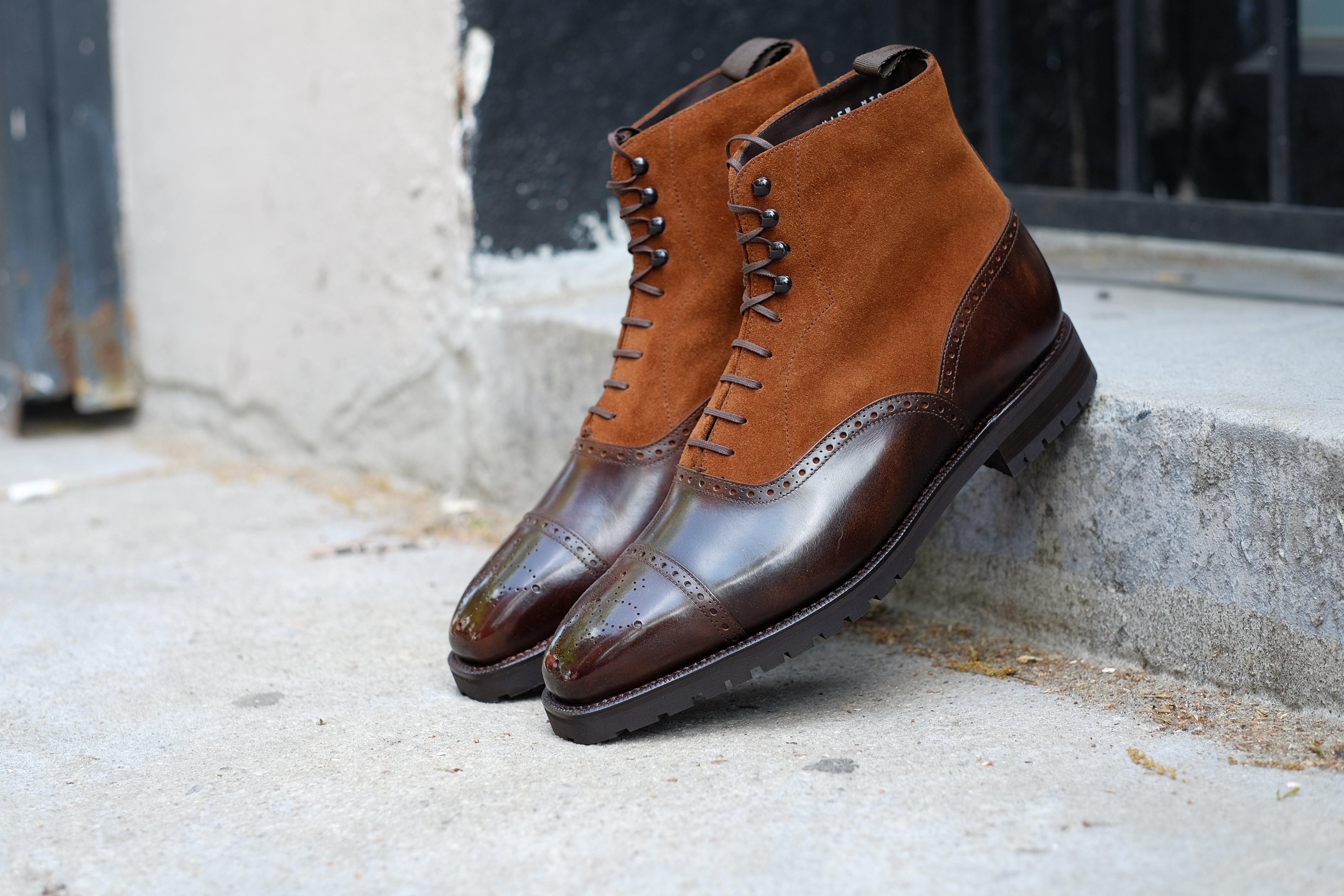 David - MTO - Dark Brown Museum Calf / Snuff Suede - MGF Last - Commando Sole-Made To Order Boot Lace Laceup Oxford Balmoral-J.FitzPatrick Footwear