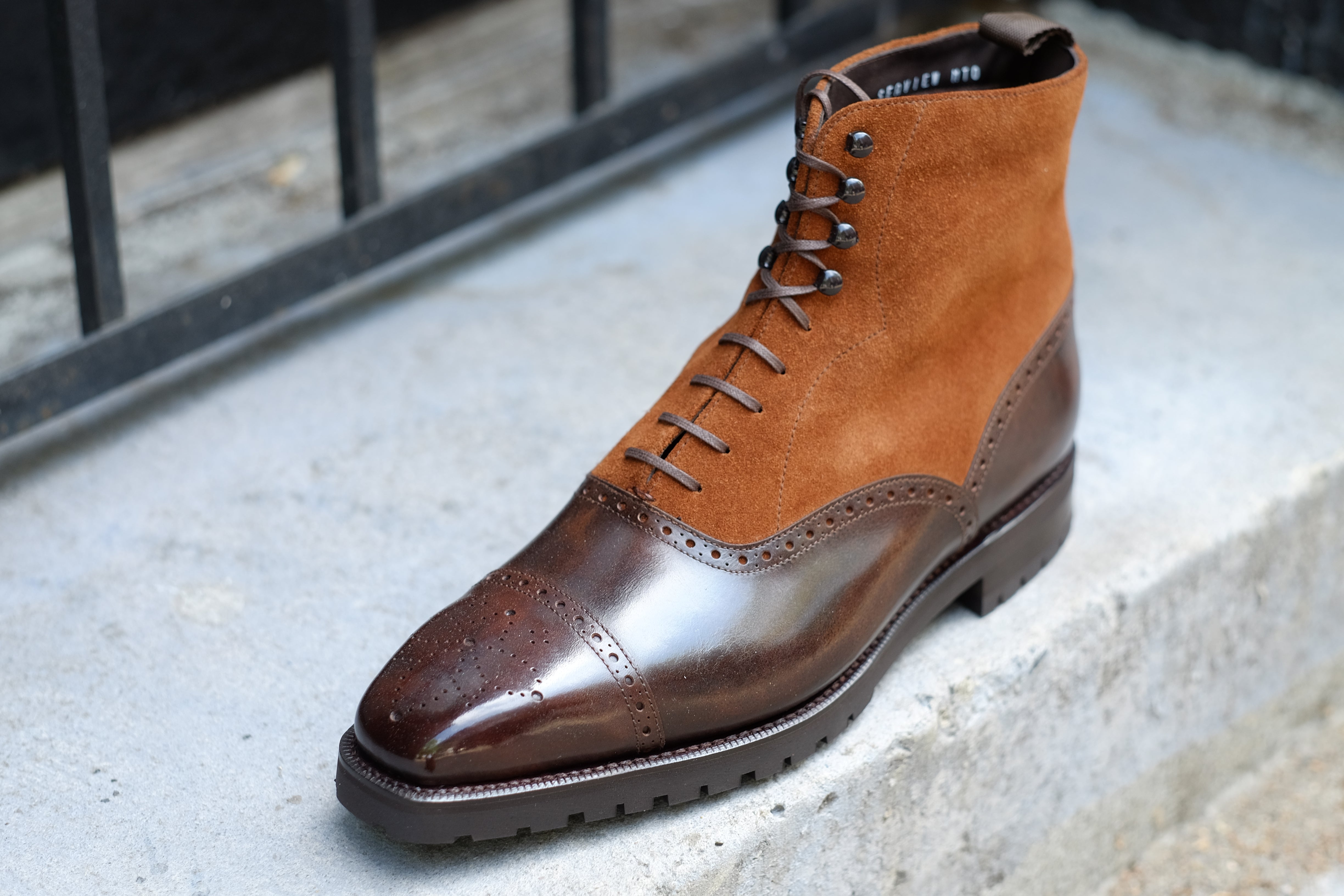 David - MTO - Dark Brown Museum Calf / Snuff Suede - MGF Last - Commando Sole-Made To Order Boot Lace Laceup Oxford Balmoral-J.FitzPatrick Footwear