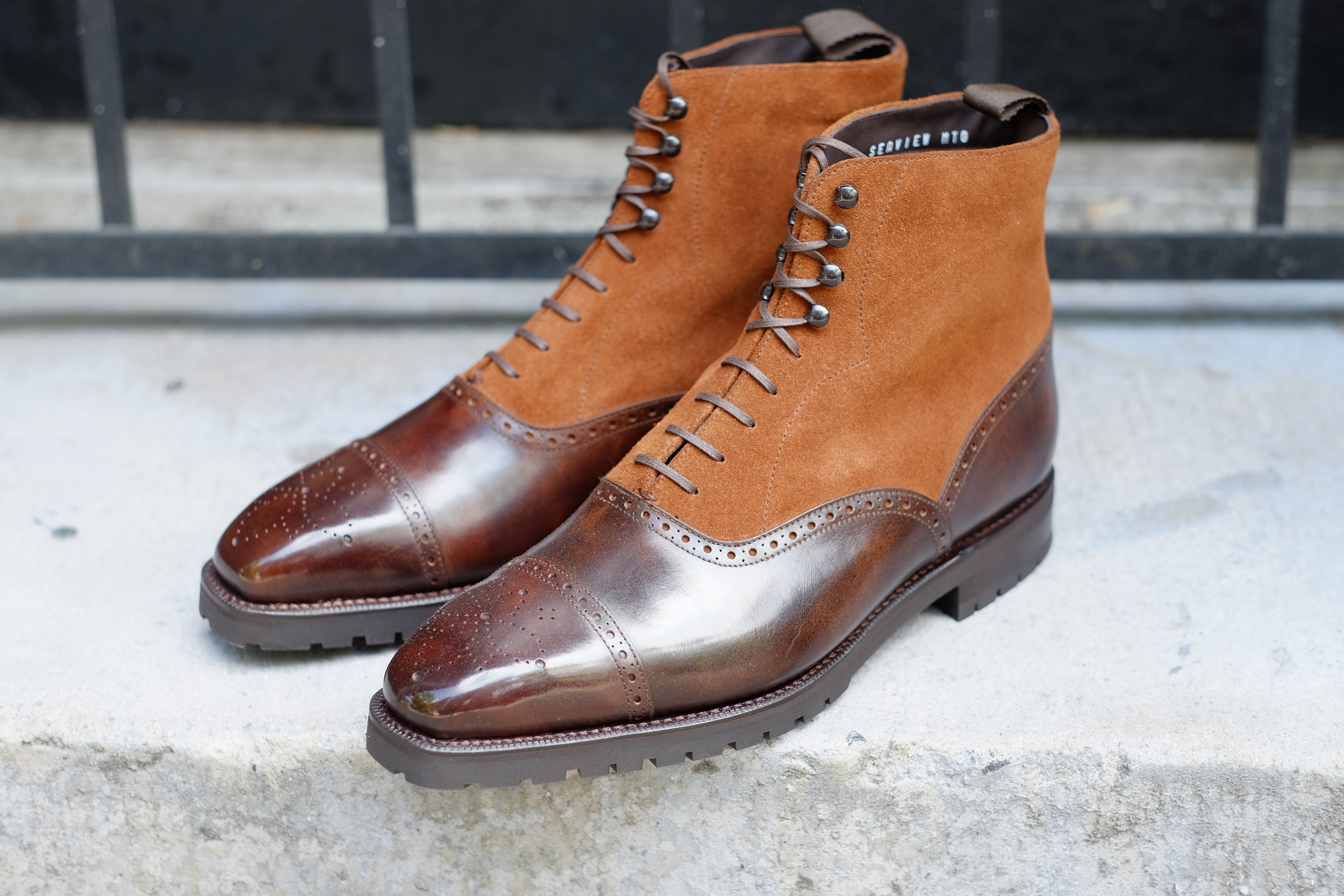 David - MTO - Dark Brown Museum Calf / Snuff Suede - MGF Last - Commando Sole-Made To Order Boot Lace Laceup Oxford Balmoral-J.FitzPatrick Footwear
