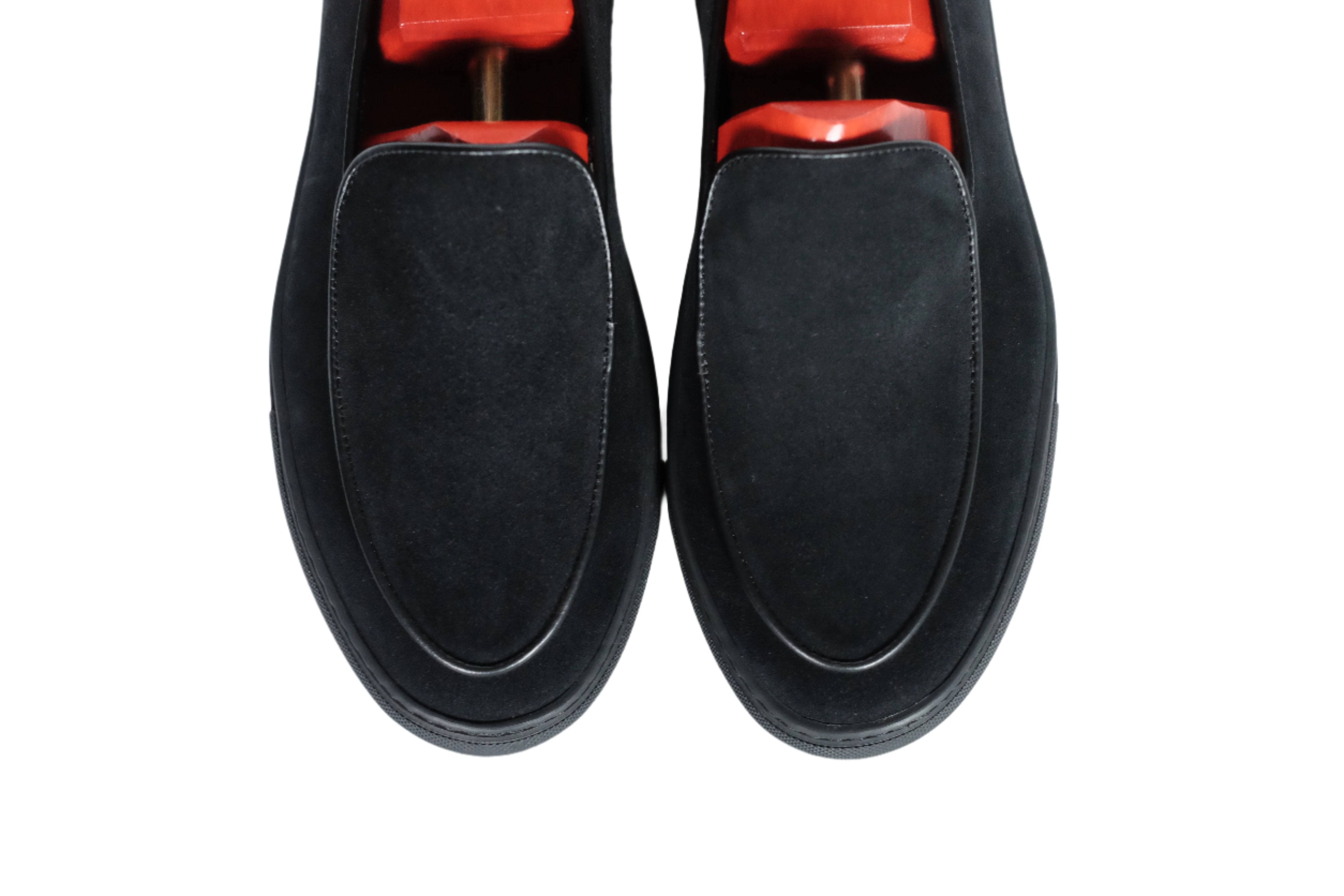 Ellensburg - Black Suede / Black Calf Piping - PRE SALE-Slip On Sneakers-J.FitzPatrick Footwear