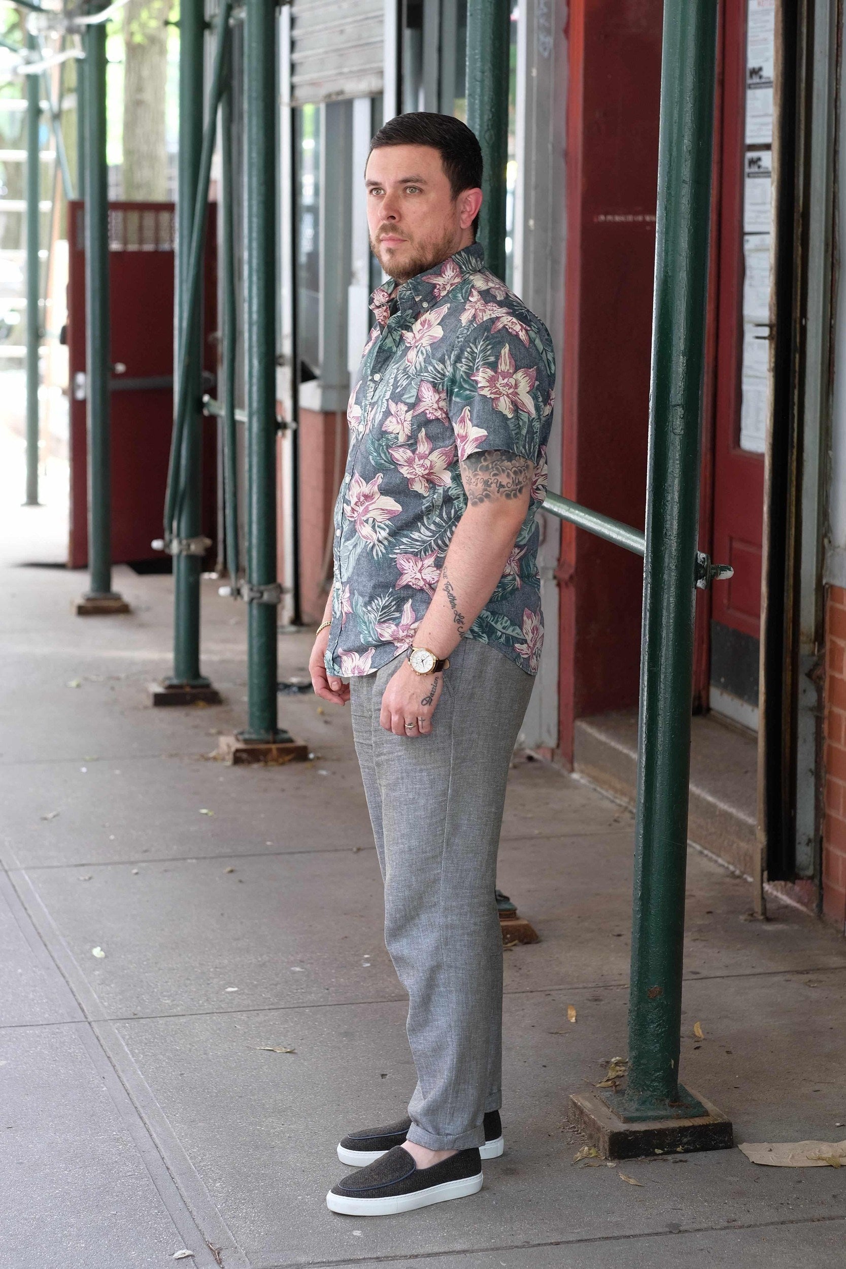 Ellensburg - Forest Medley Tweed / Blue Calf Piping-Slip On Sneakers-J.FitzPatrick Footwear