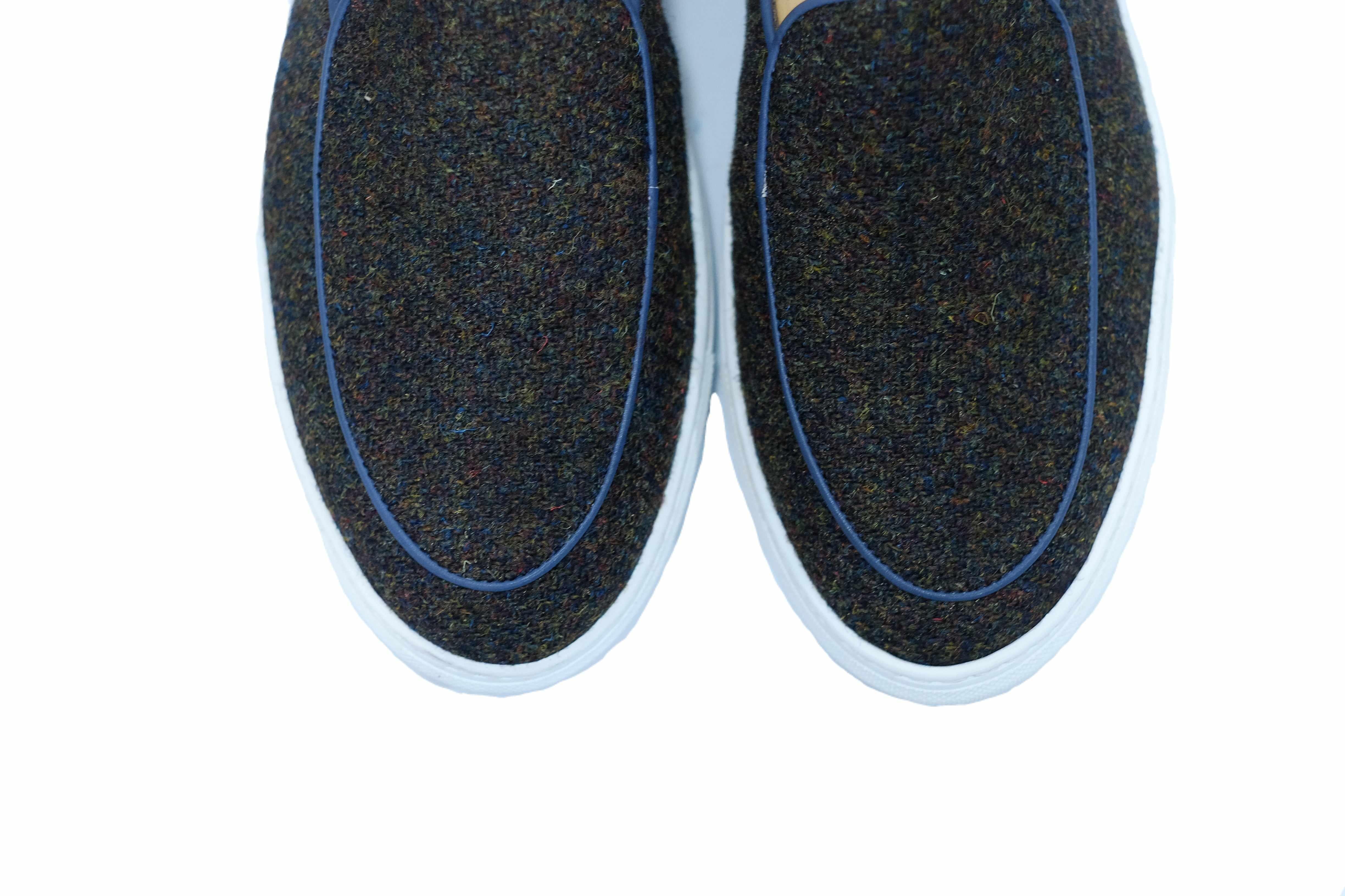 Ellensburg - Forest Medley Tweed / Blue Calf Piping-Slip On Sneakers-J.FitzPatrick Footwear