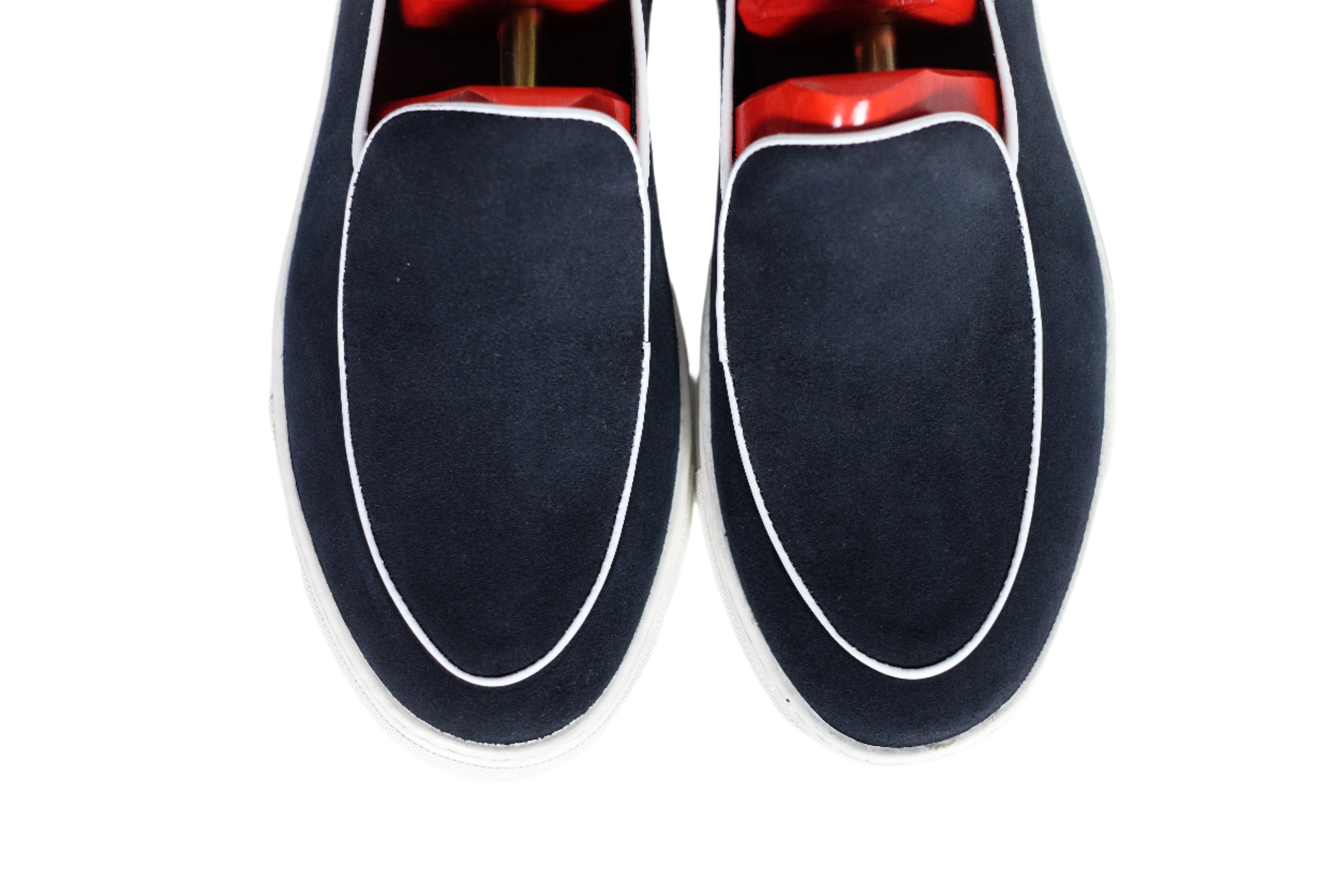 Ellensburg - Navy Suede / White Calf Piping - PRE SALE-Slip On Sneakers-J.FitzPatrick Footwear