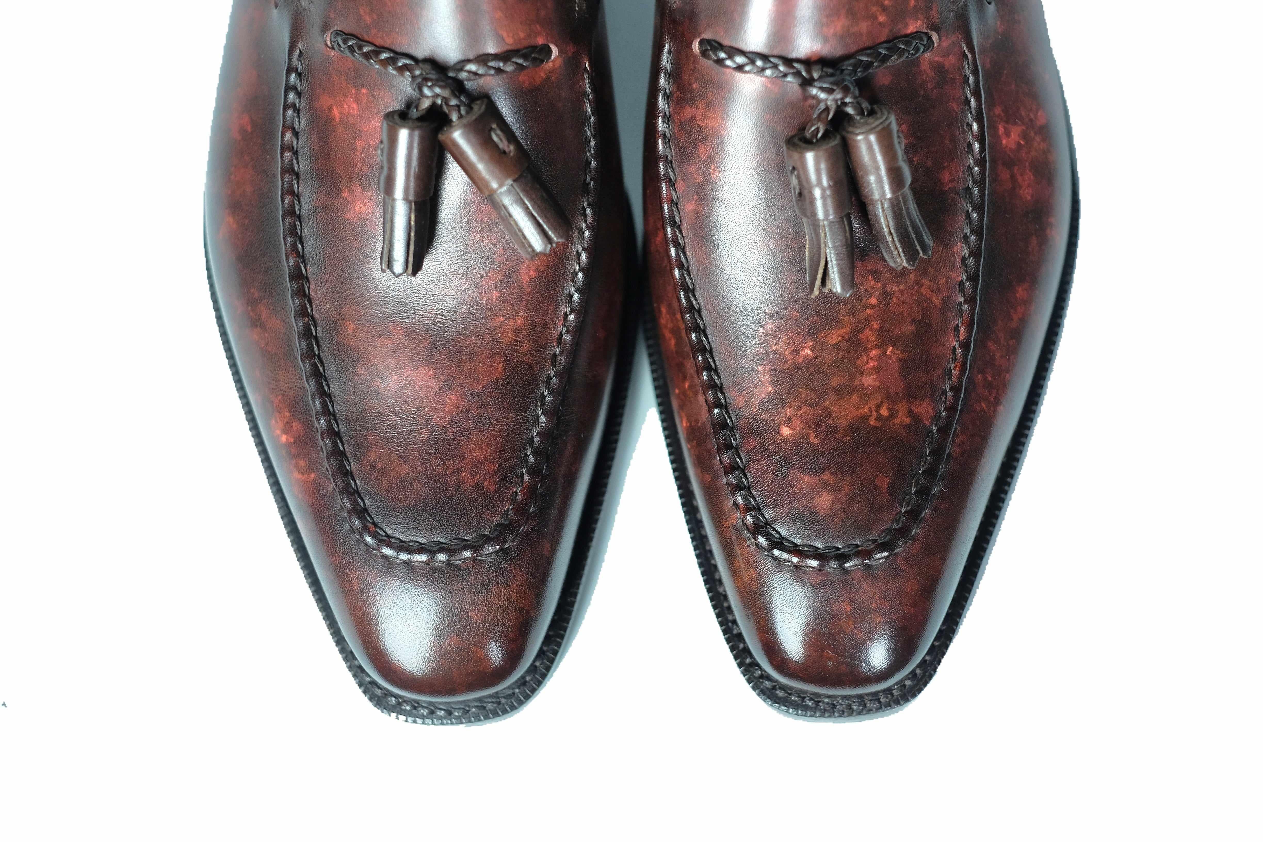 Eskapa - Walnut Marble Patina-Tassel Loafers-J.FitzPatrick Footwear