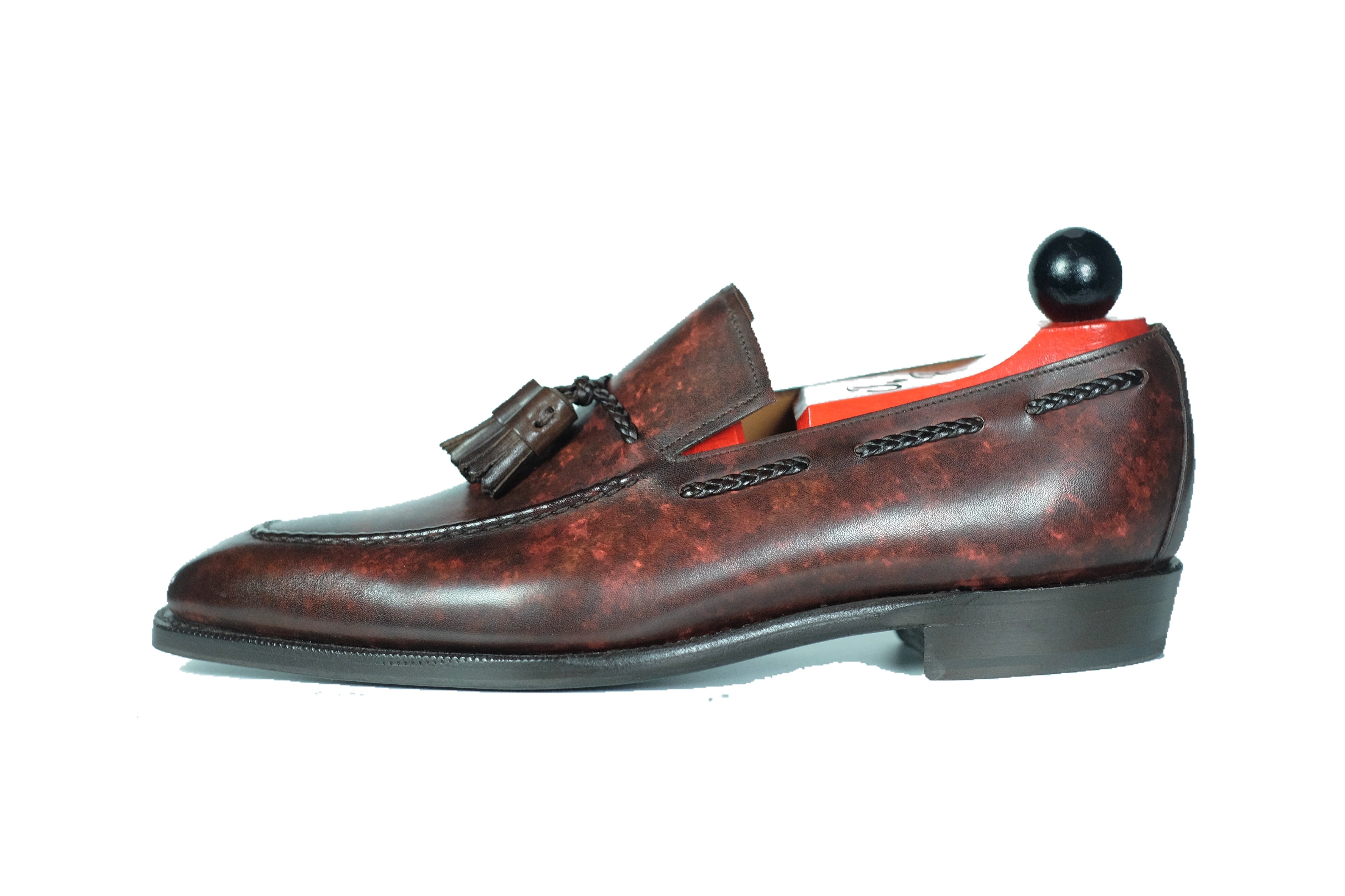 Eskapa - Walnut Marble Patina-Tassel Loafers-J.FitzPatrick Footwear