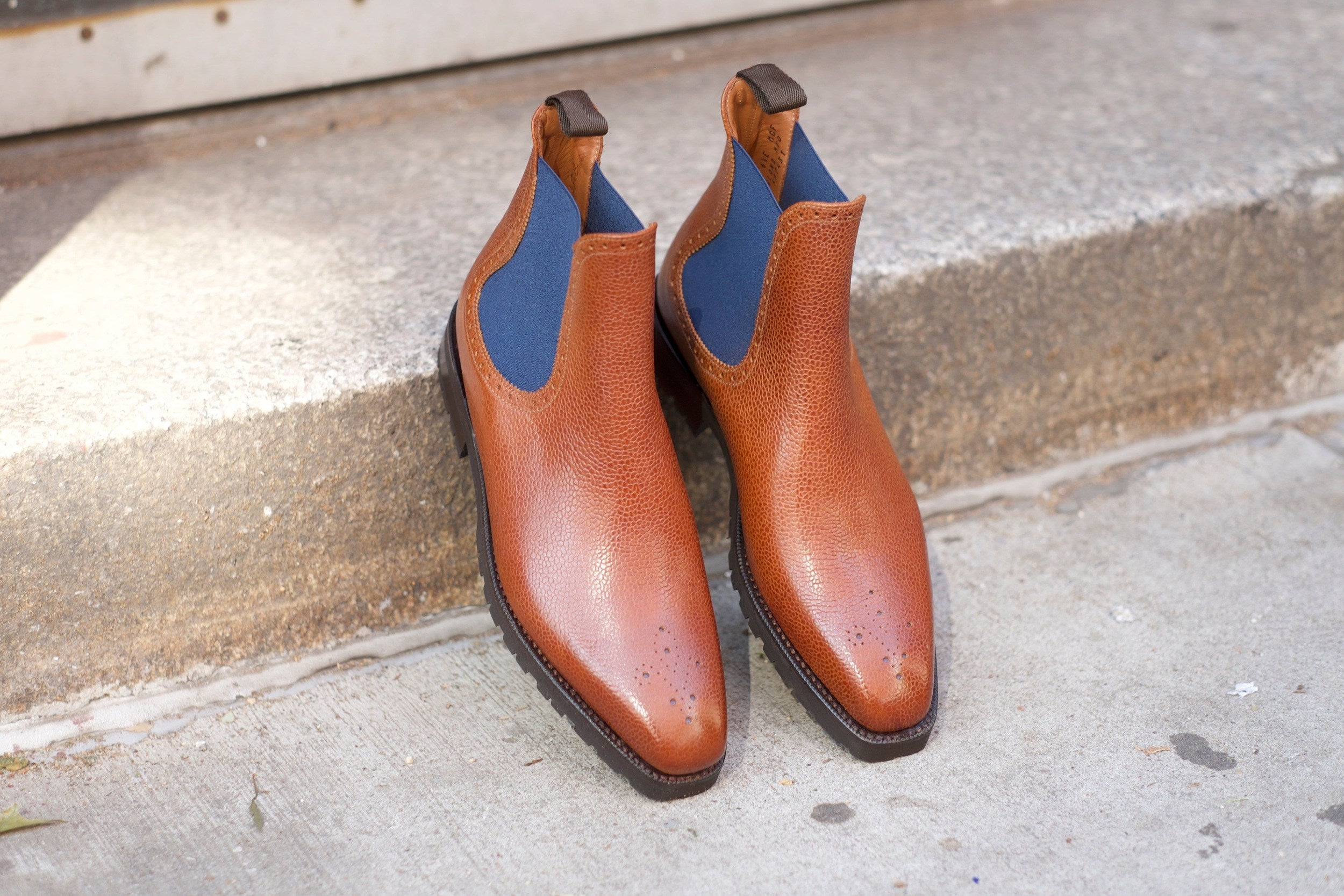 Fairmont - MTO - Tan Soft Grain / Blue Gore - MGF Last - Commando Sole-Made To Order Chelsea Boots-J.FitzPatrick Footwear