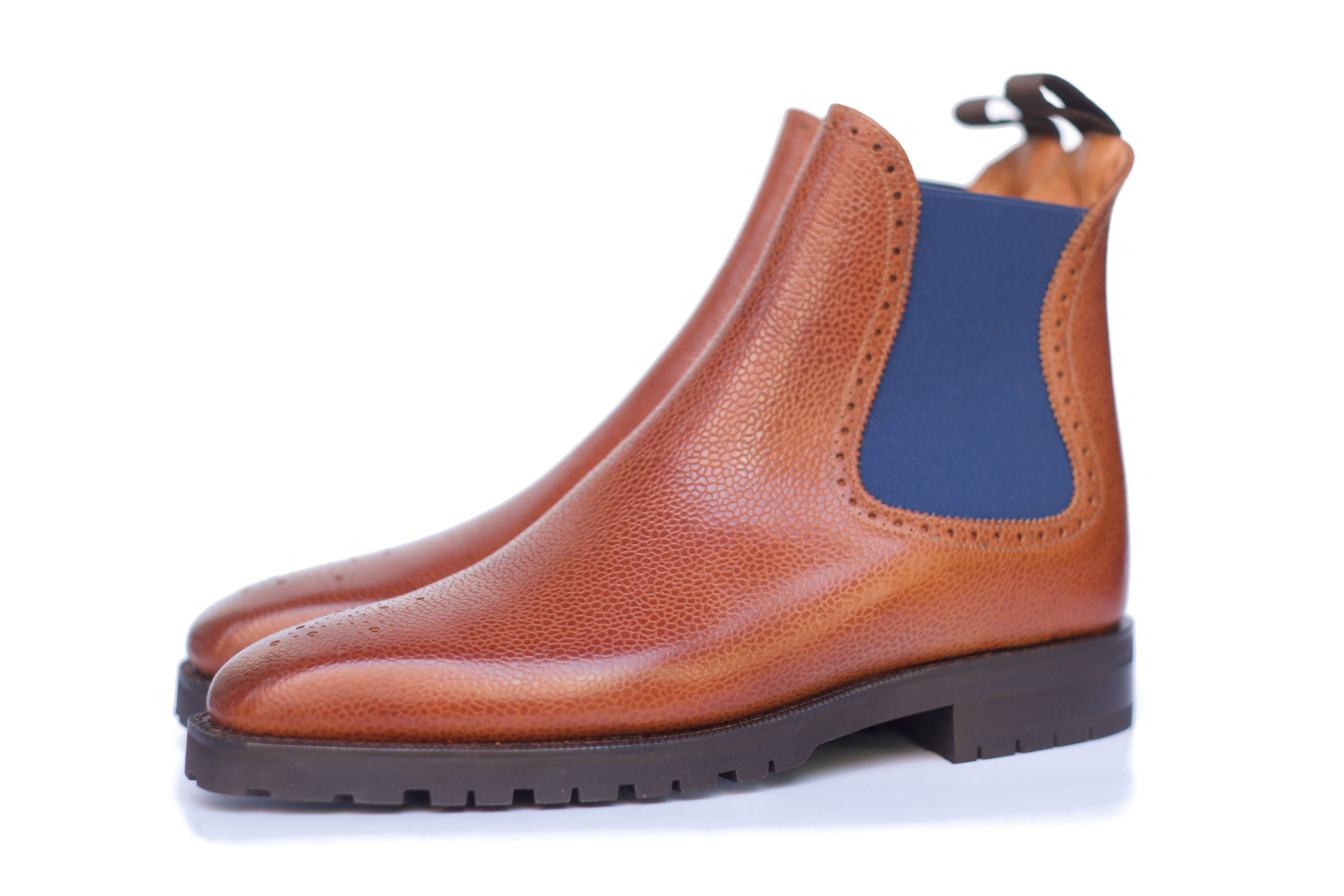 Fairmont - MTO - Tan Soft Grain / Blue Gore - MGF Last - Commando Sole-Made To Order Chelsea Boots-J.FitzPatrick Footwear