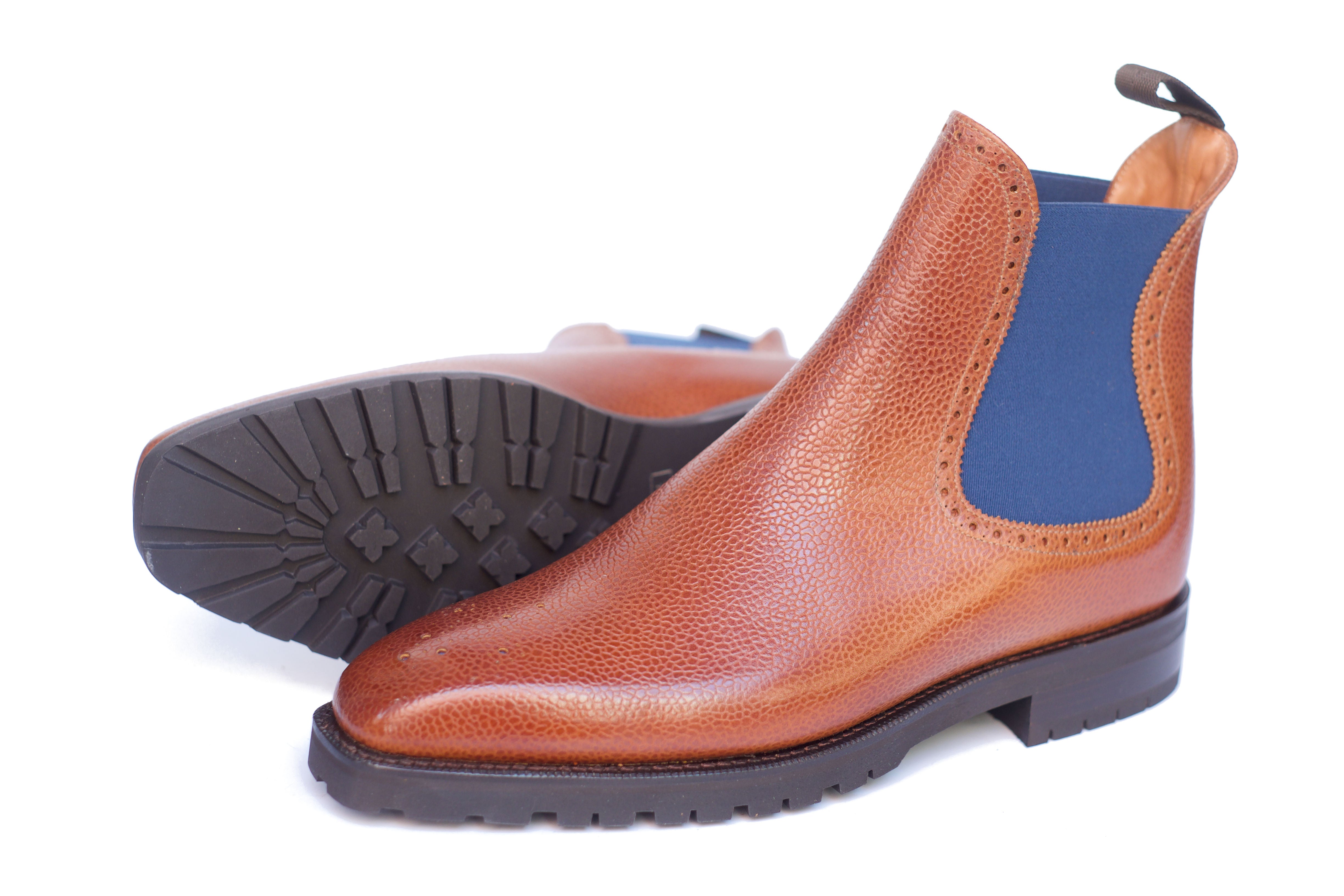 Fairmont - MTO - Tan Soft Grain / Blue Gore - MGF Last - Commando Sole-Made To Order Chelsea Boots-J.FitzPatrick Footwear