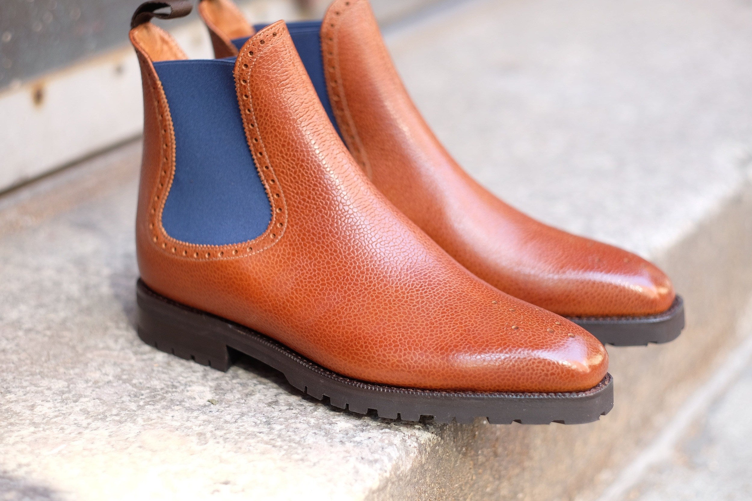 Fairmont - MTO - Tan Soft Grain / Blue Gore - MGF Last - Commando Sole-Made To Order Chelsea Boots-J.FitzPatrick Footwear