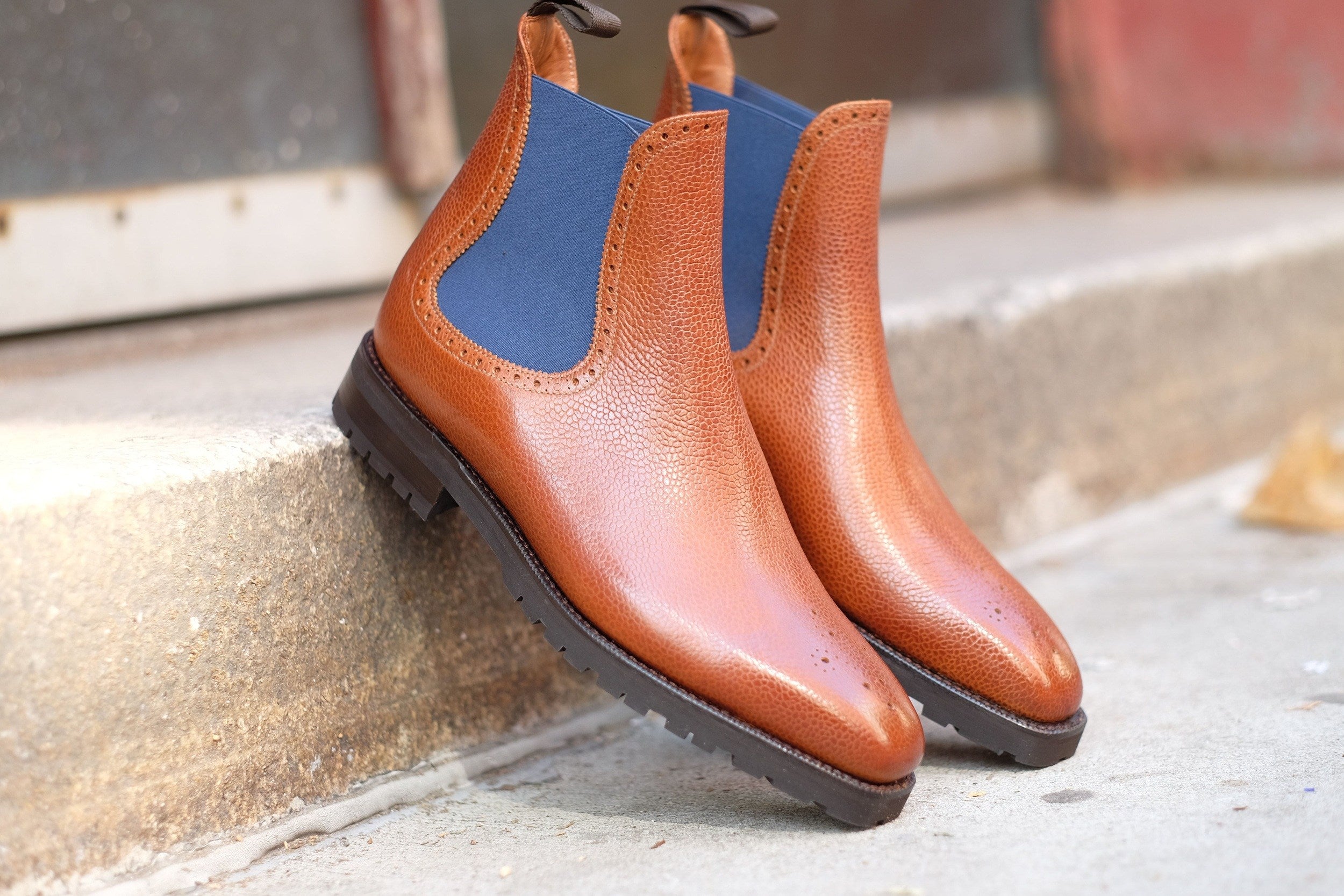 Fairmont - MTO - Tan Soft Grain / Blue Gore - MGF Last - Commando Sole-Made To Order Chelsea Boots-J.FitzPatrick Footwear