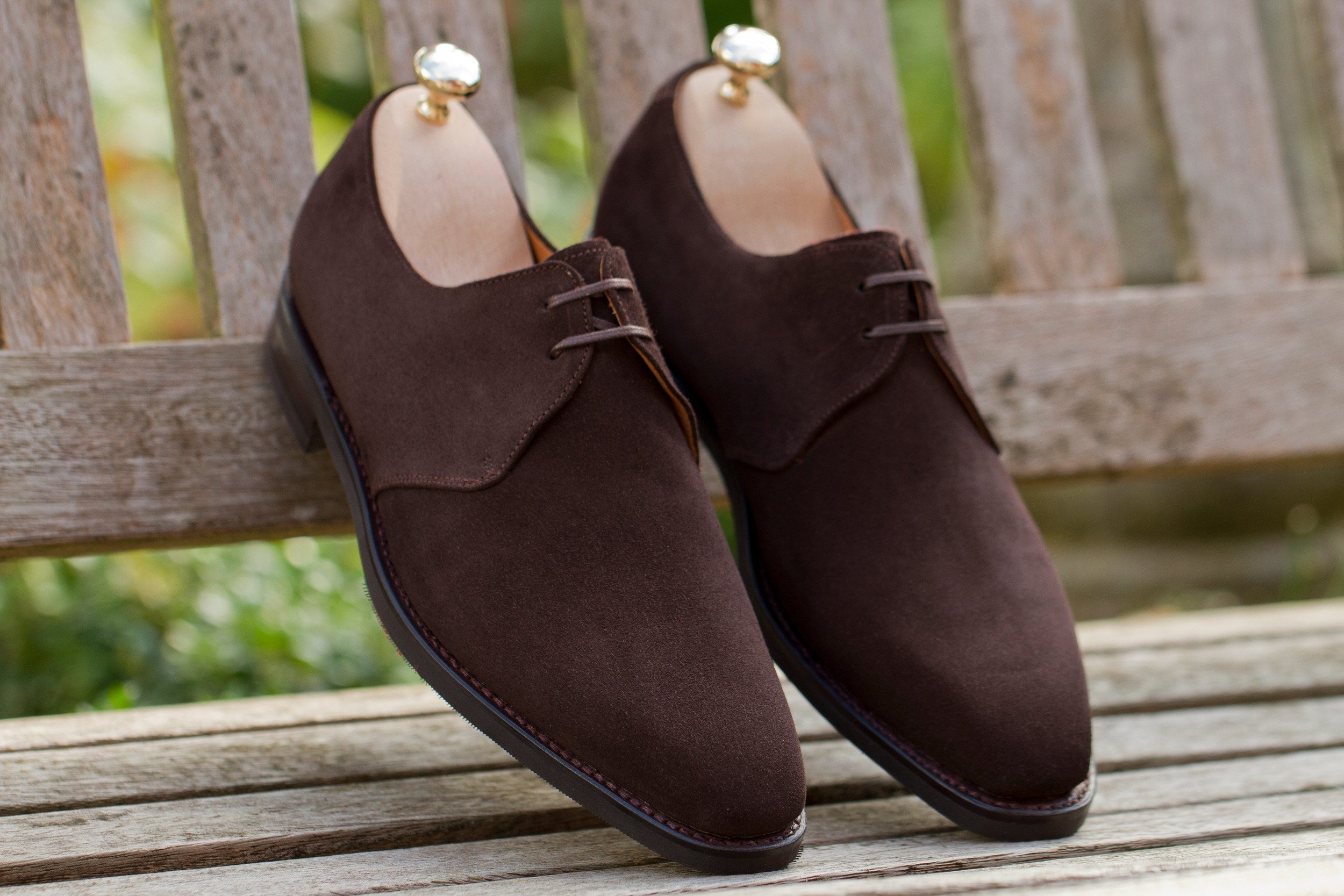 Fremont - MTO - Bitter Chocolate Suede-Made To Order Derbies Derby Two Eyelet-J.FitzPatrick Footwear