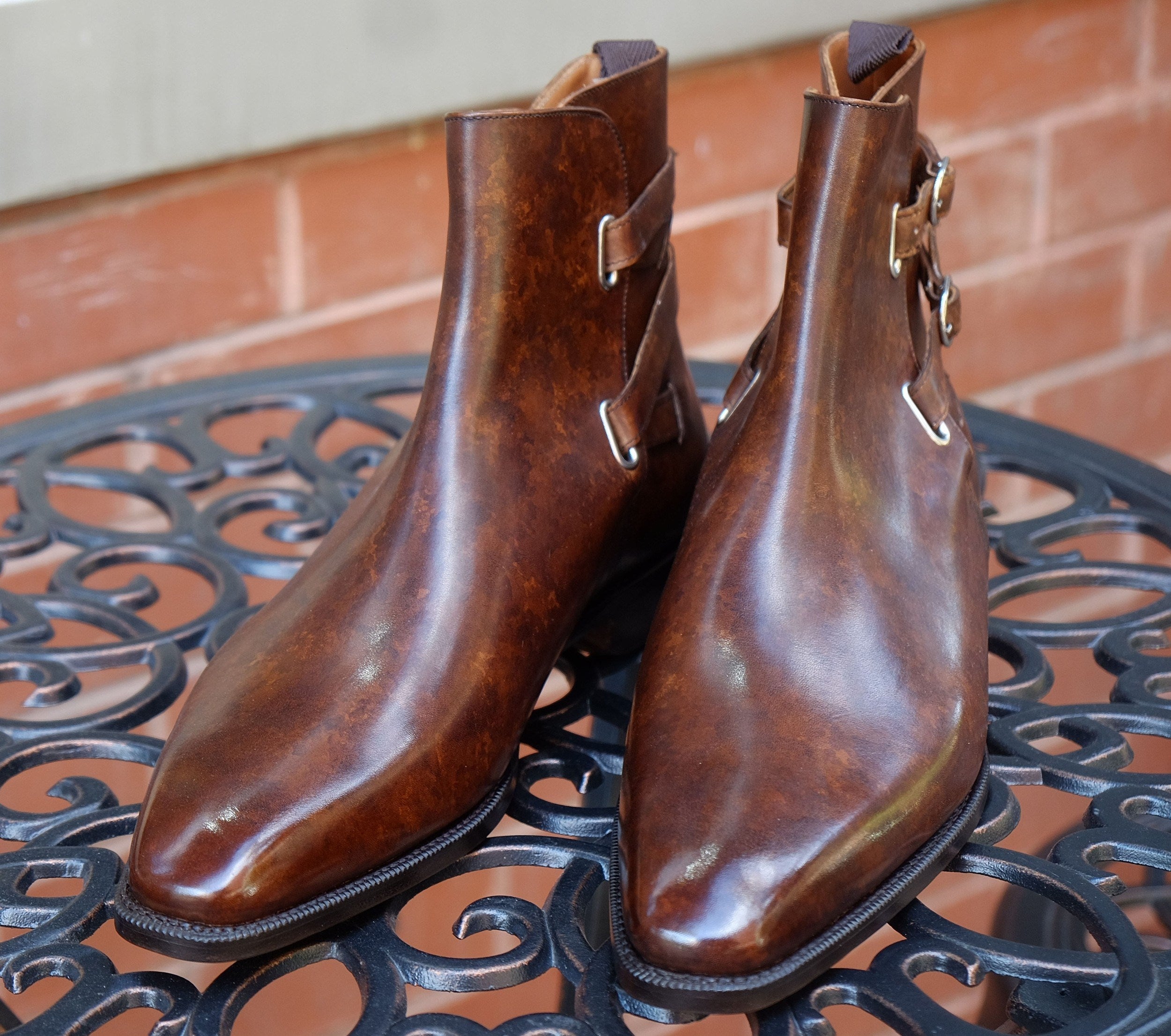 Genesee - MTO - Copper Marble Patina - LPB Last - Single Leather Sole-Made To Order Jodhpur Boots-J.FitzPatrick Footwear