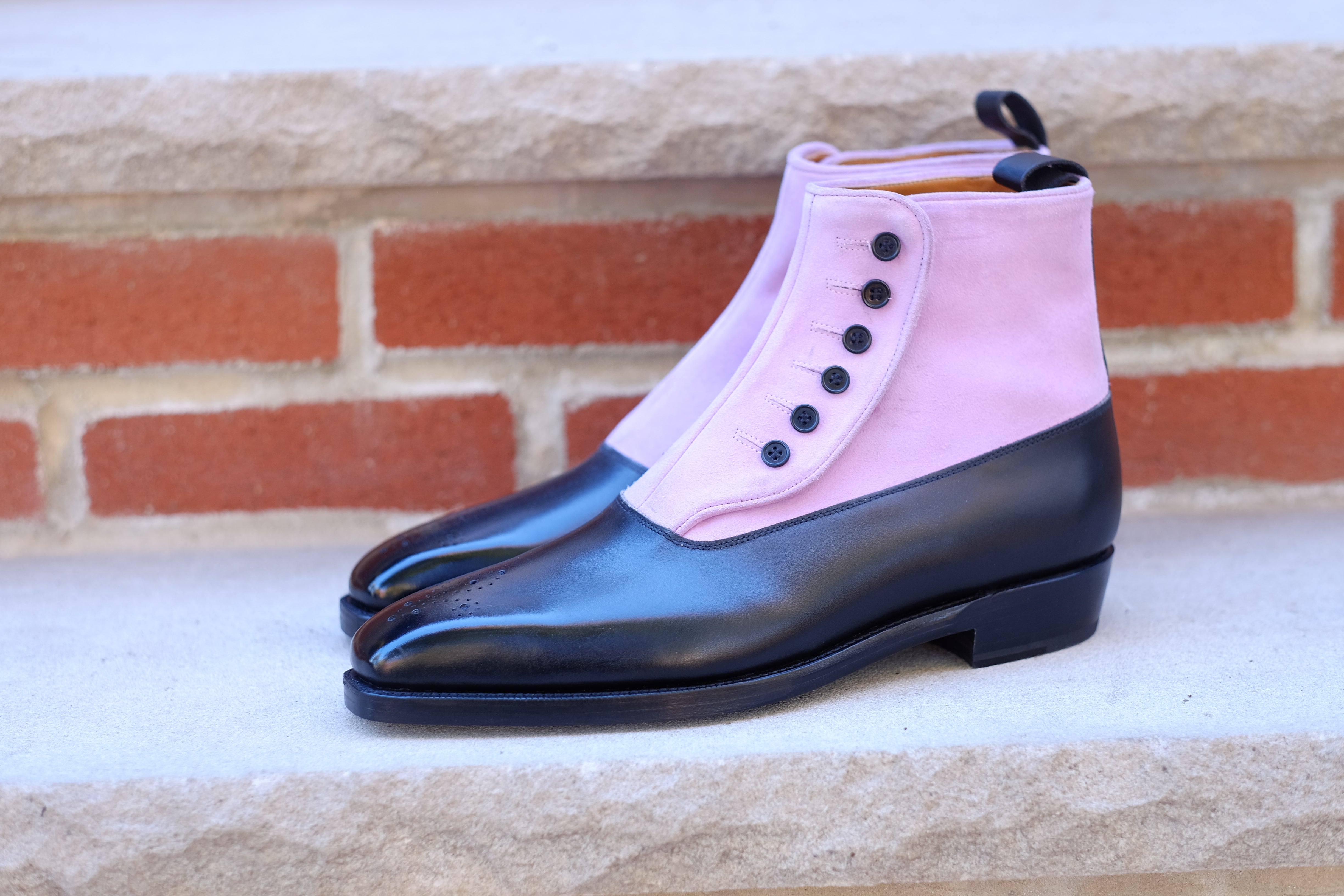 High Point - MTO - Black Calf / Blush Suede - MGF Last - Double Leather Sole-Made To Order-J.FitzPatrick Footwear