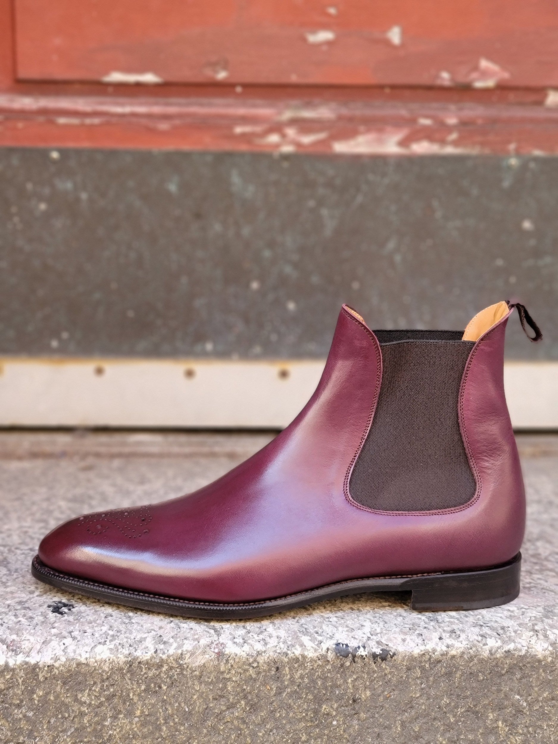Highland - MTO - Orchid Calf - NGT Last - Single Leather Sole-Made To Order Chelsea Boot Medallion-J.FitzPatrick Footwear