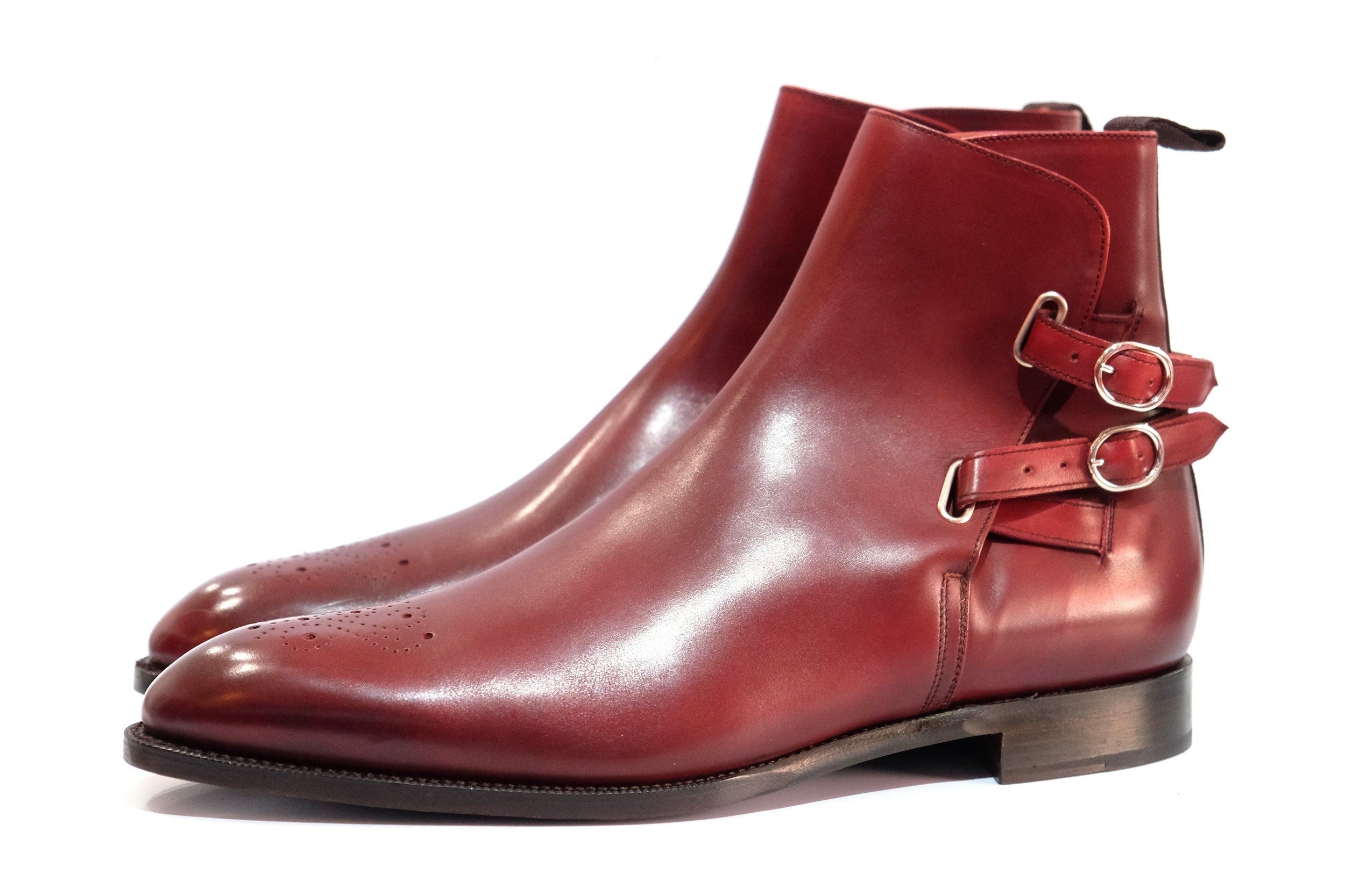 Indianola - MTO - Burgundy Calf - NGT Last - Single Leather Sole-Made To Order Jodhpur Boots-J.FitzPatrick Footwear